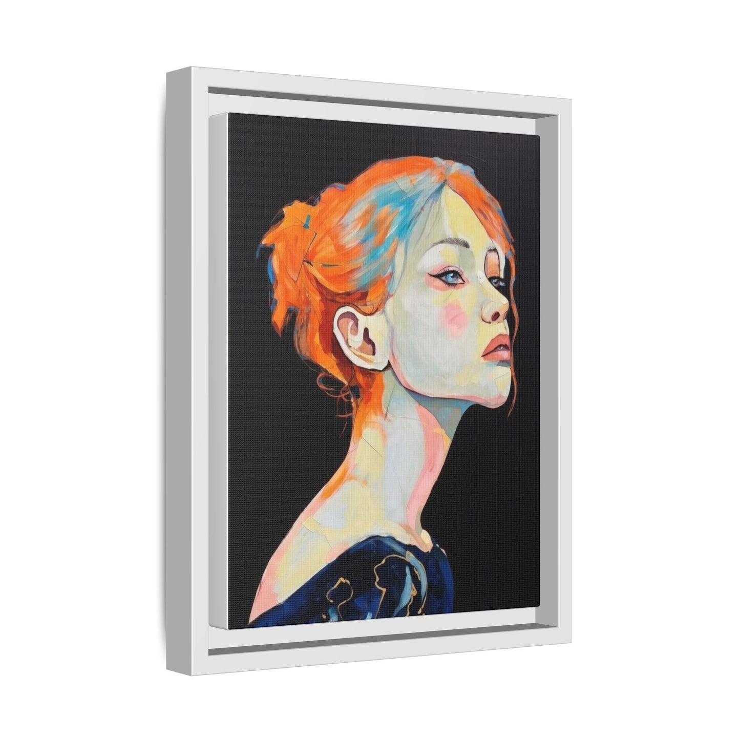 Framed Matte Canvas Portrait — Vibrant Multi‑Color Woman Wall Art