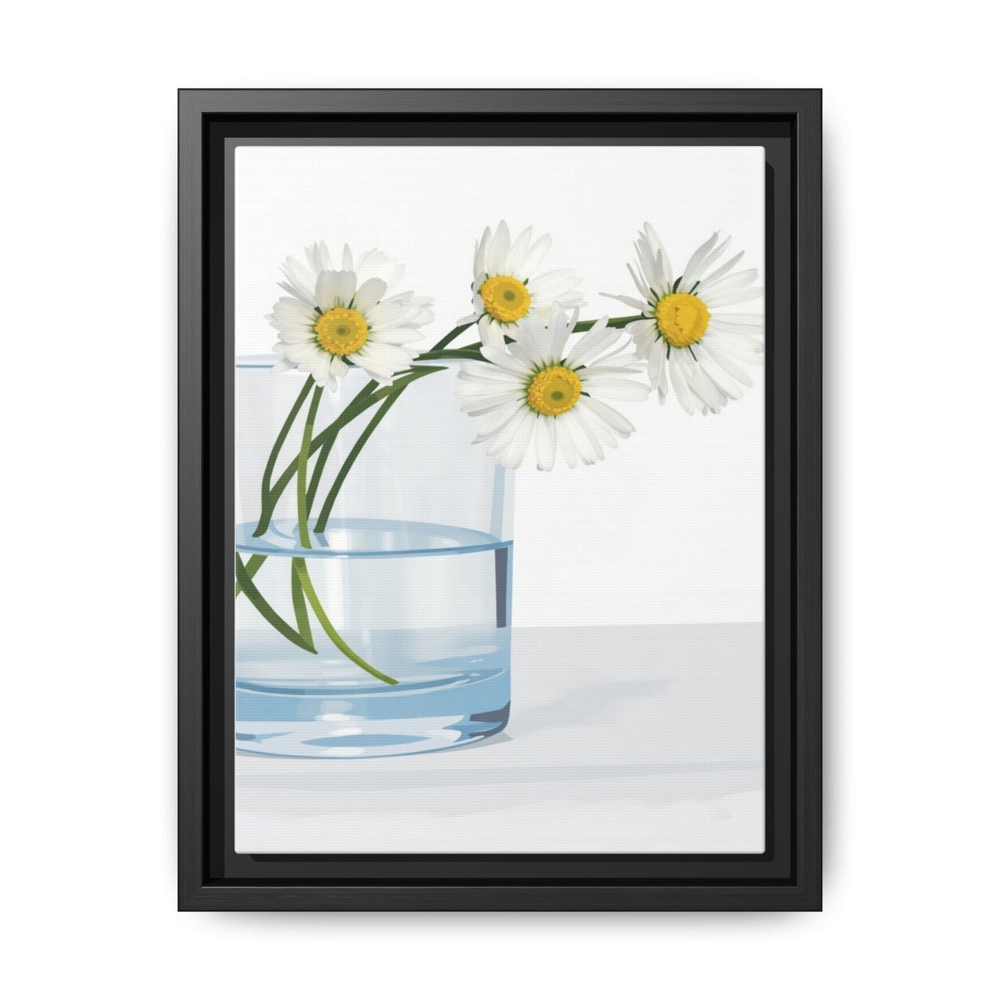 Framed Daisy Canvas Print — Minimal Botanical Wall Art