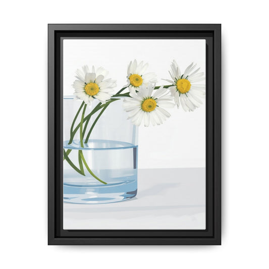 Framed Daisy Canvas Print — Minimal Botanical Wall Art