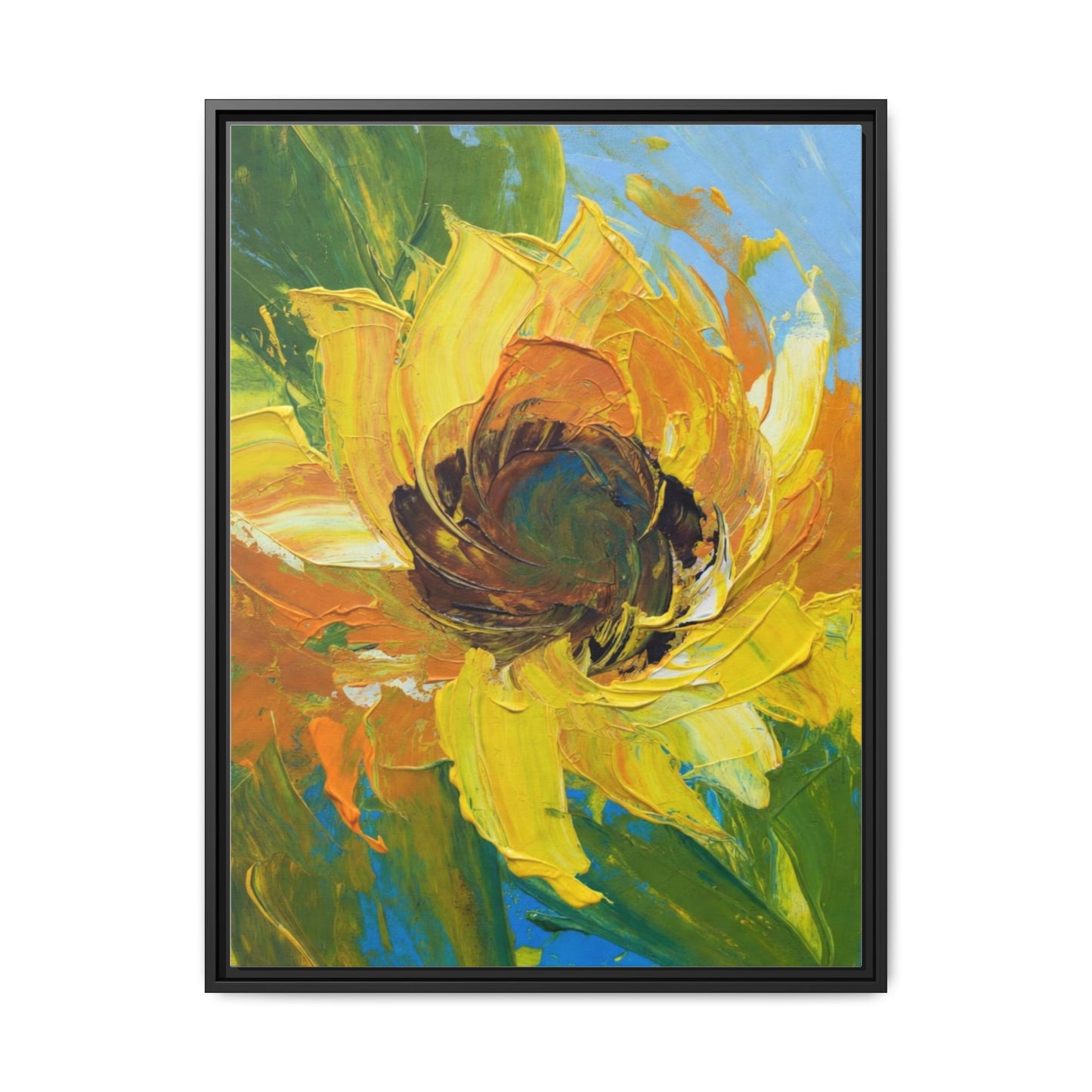 Framed Sunflower Abstract Matte Canvas Print