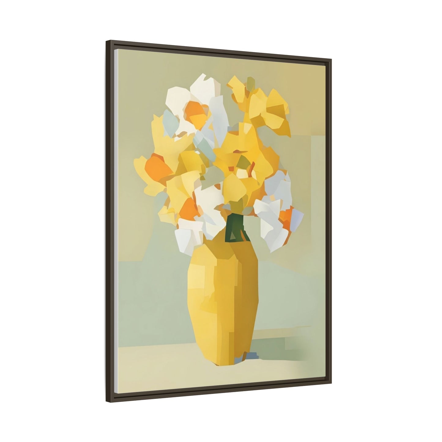Framed Floral Canvas Print — Yellow Vase Bouquet Wall Art