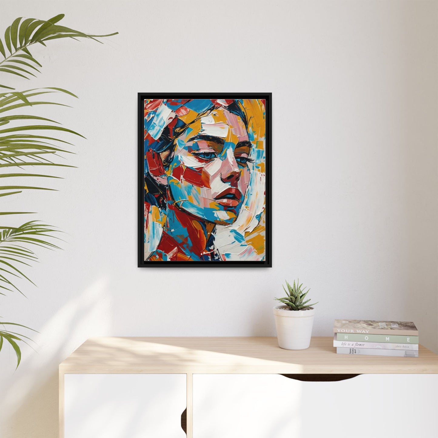 Colorful Abstract Portrait Framed Canvas Print