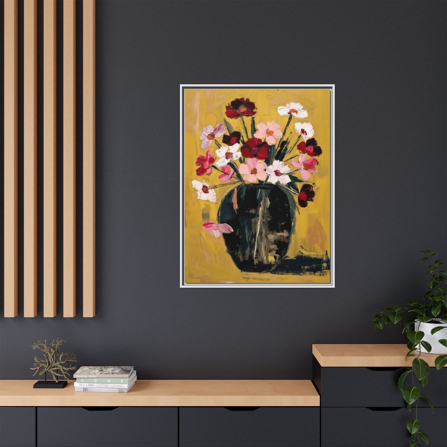 Framed Matte Canvas Floral Still Life Wall Art