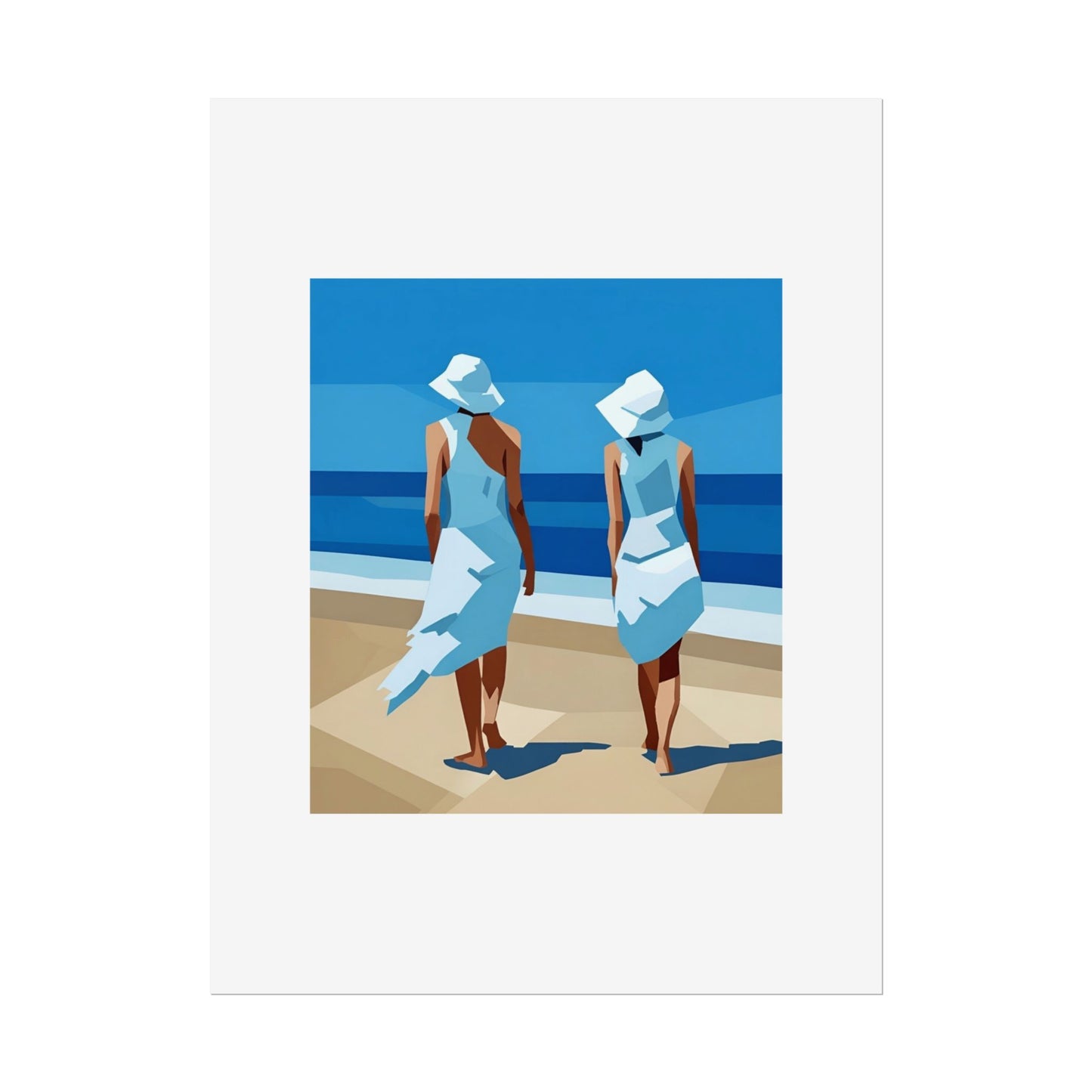 Beach Stroll Art Poster — Minimalist Coastal Print (Rolled Poster)