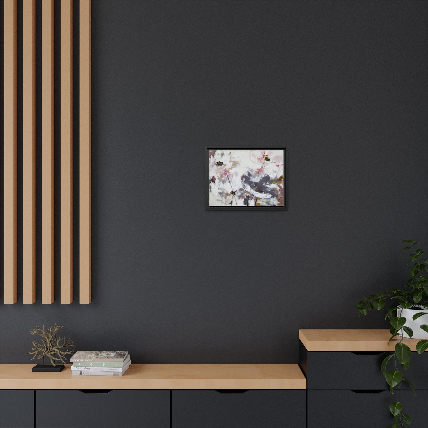 Abstract Floral Matte Canvas Framed Wall Art — Soft Watercolor Blooms