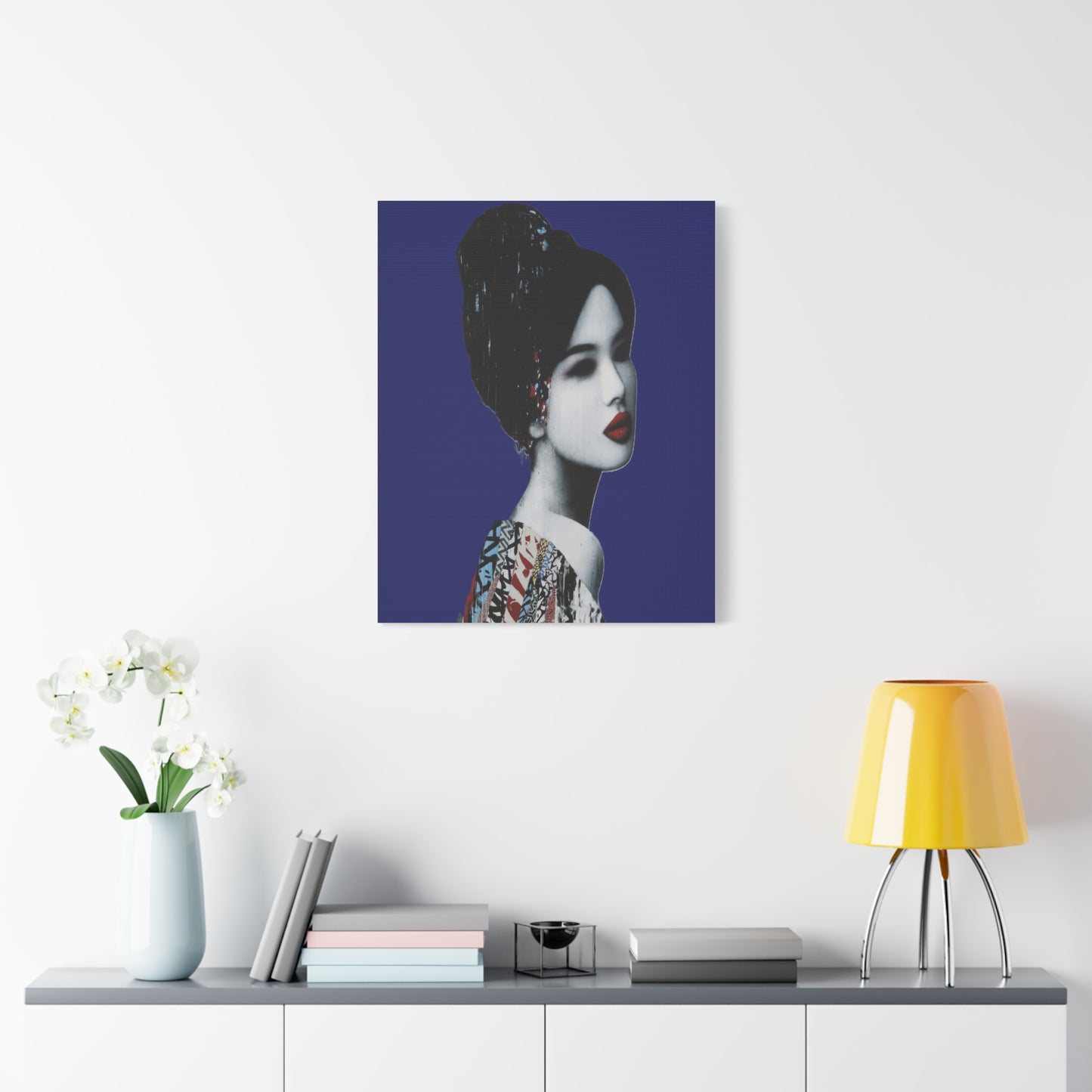 Geisha Portrait Matte Canvas Print — Modern Asian-Inspired Wall Art