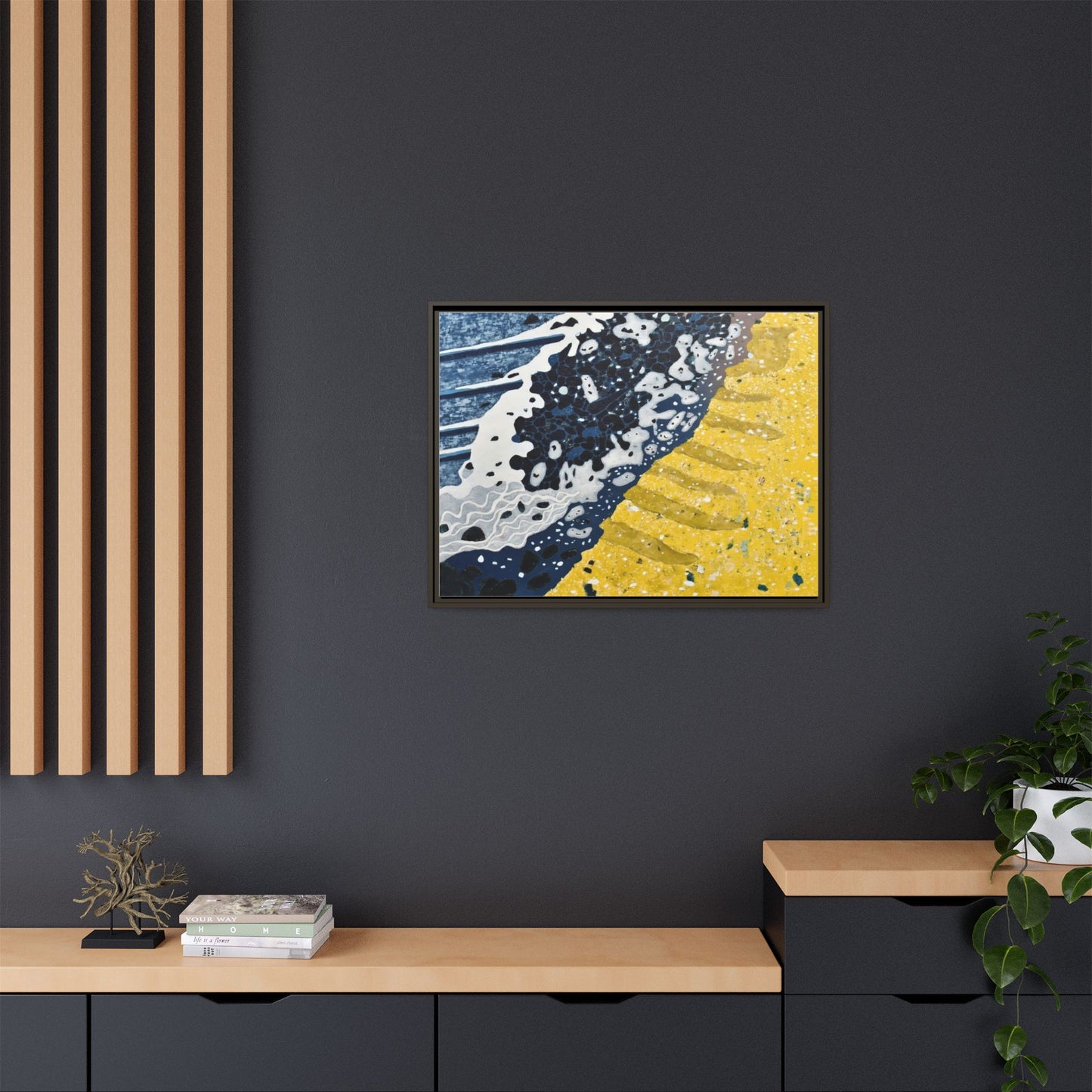 Framed Abstract Ocean & Sand Matte Canvas Print