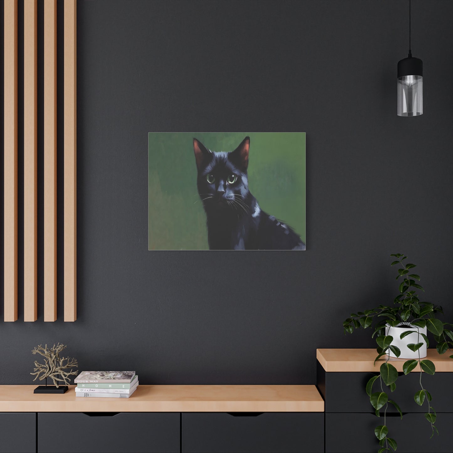 Black Cat Portrait Canvas - Matte Stretched Wall Art