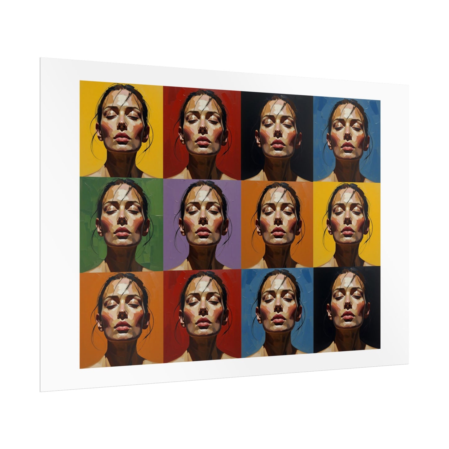 Rolled Poster — Pop Art Portrait Wall Print (Color Grid, 12-Panel)