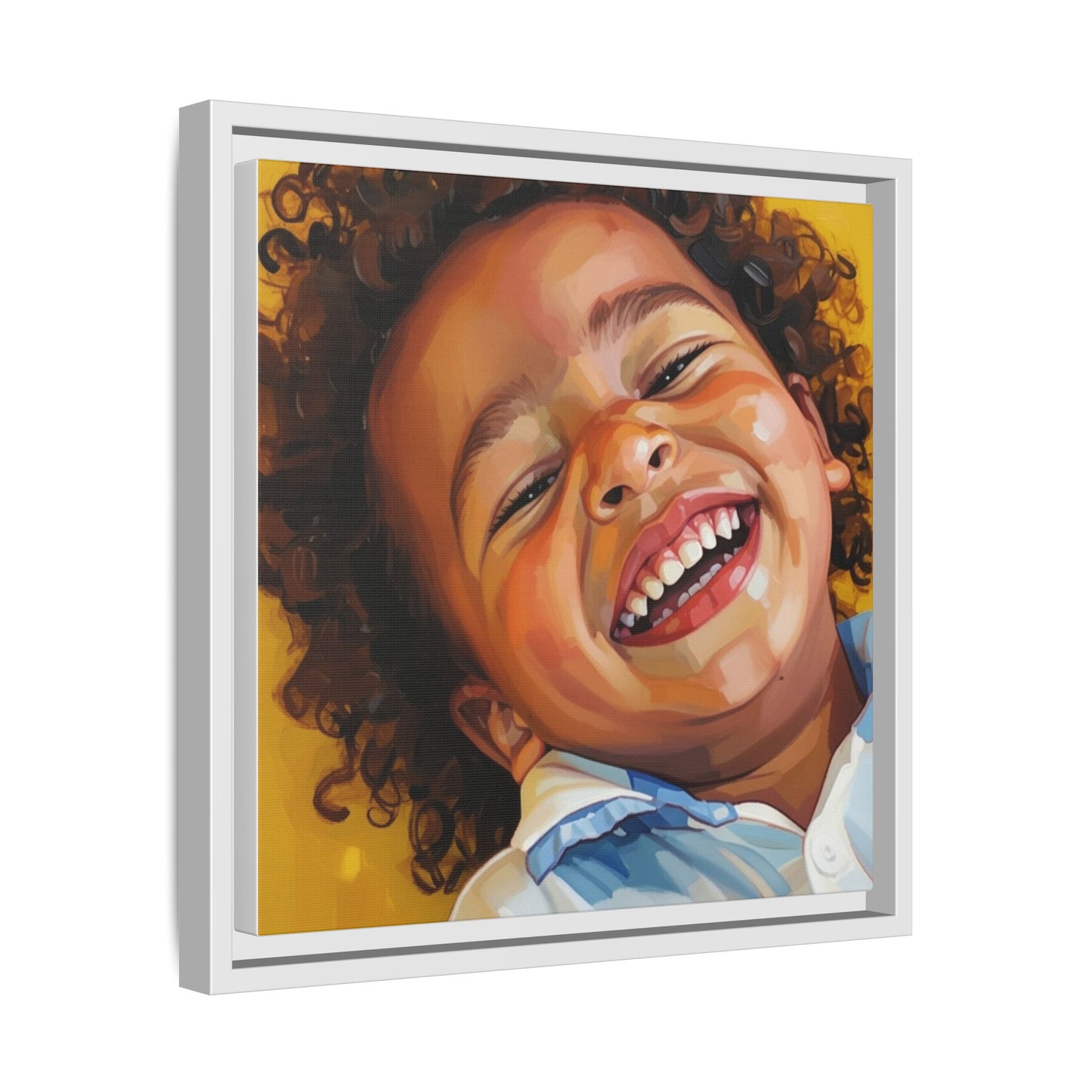 Framed Matte Canvas Print – Joyful Child Portrait, Colorful Nursery Wall Art