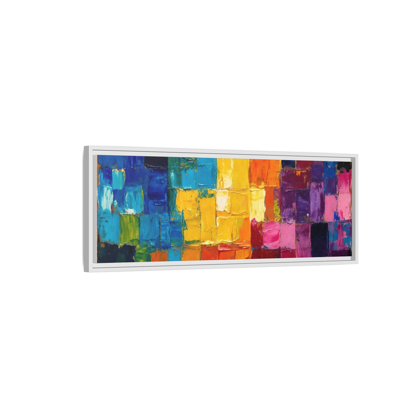 Abstract Rainbow Mosaic Framed Canvas Print — Colorful Modern Wall Art