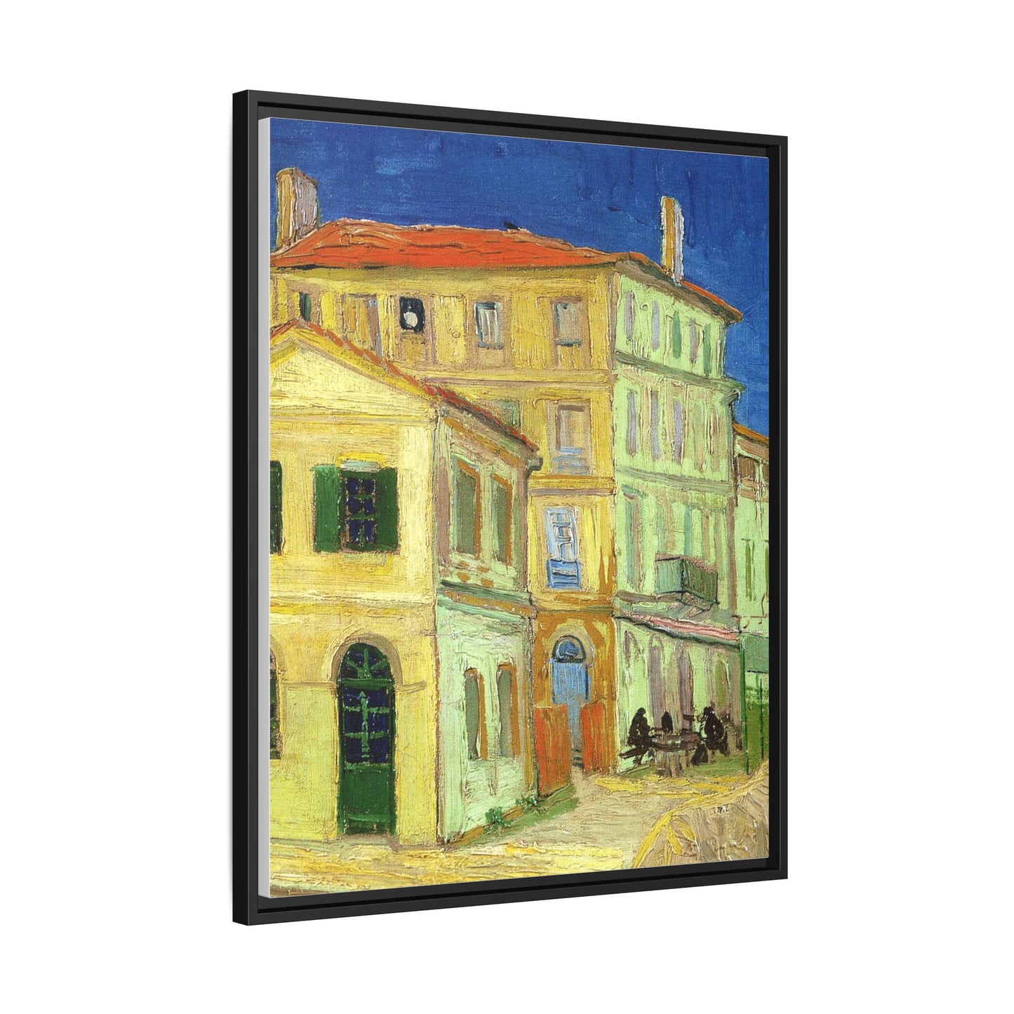 Mediterranean Street Scene Matte Canvas Framed Wall Art
