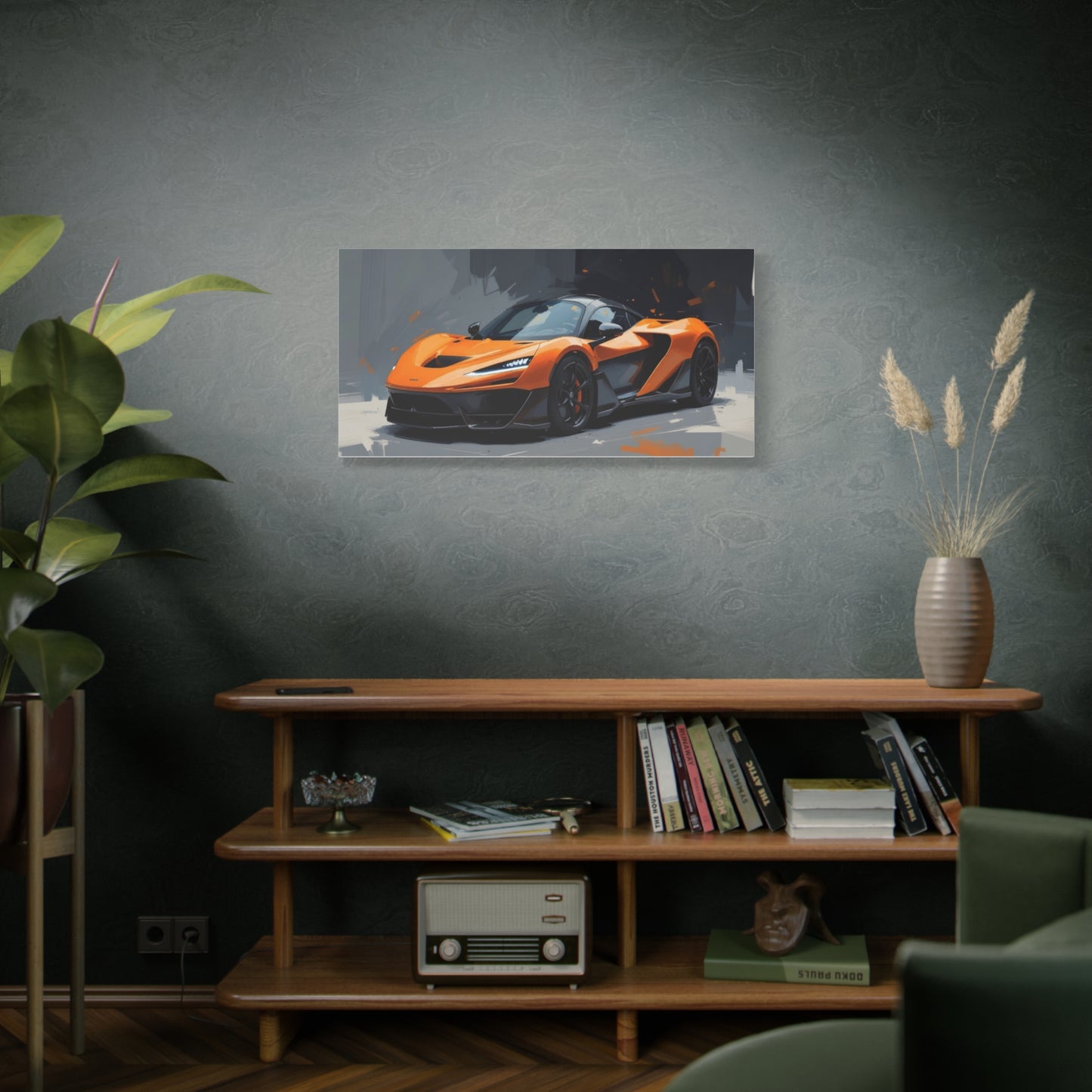 Orange Supercar Matte Canvas Wall Art – Stretched 1.25" Sports Car Print