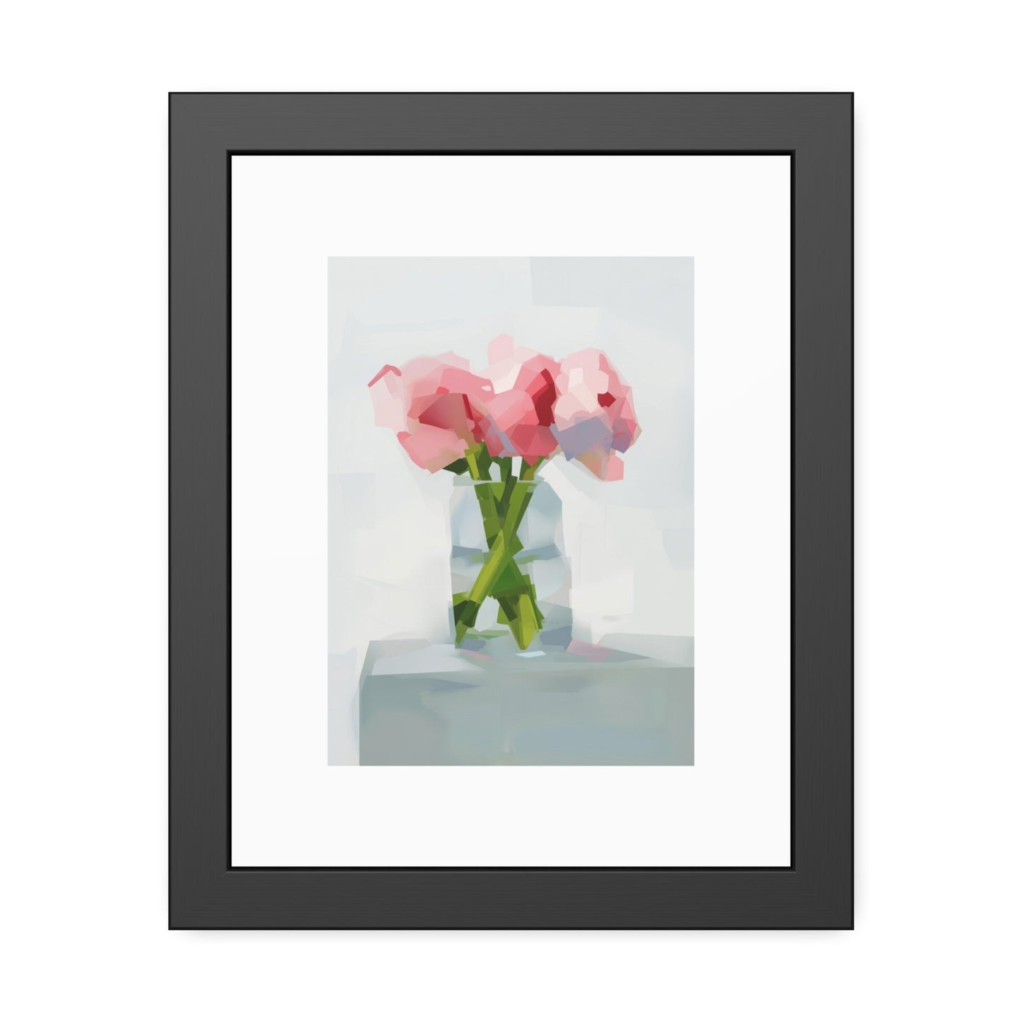 Framed Poster — Pink Floral Still Life Art Print (Modern Minimal)