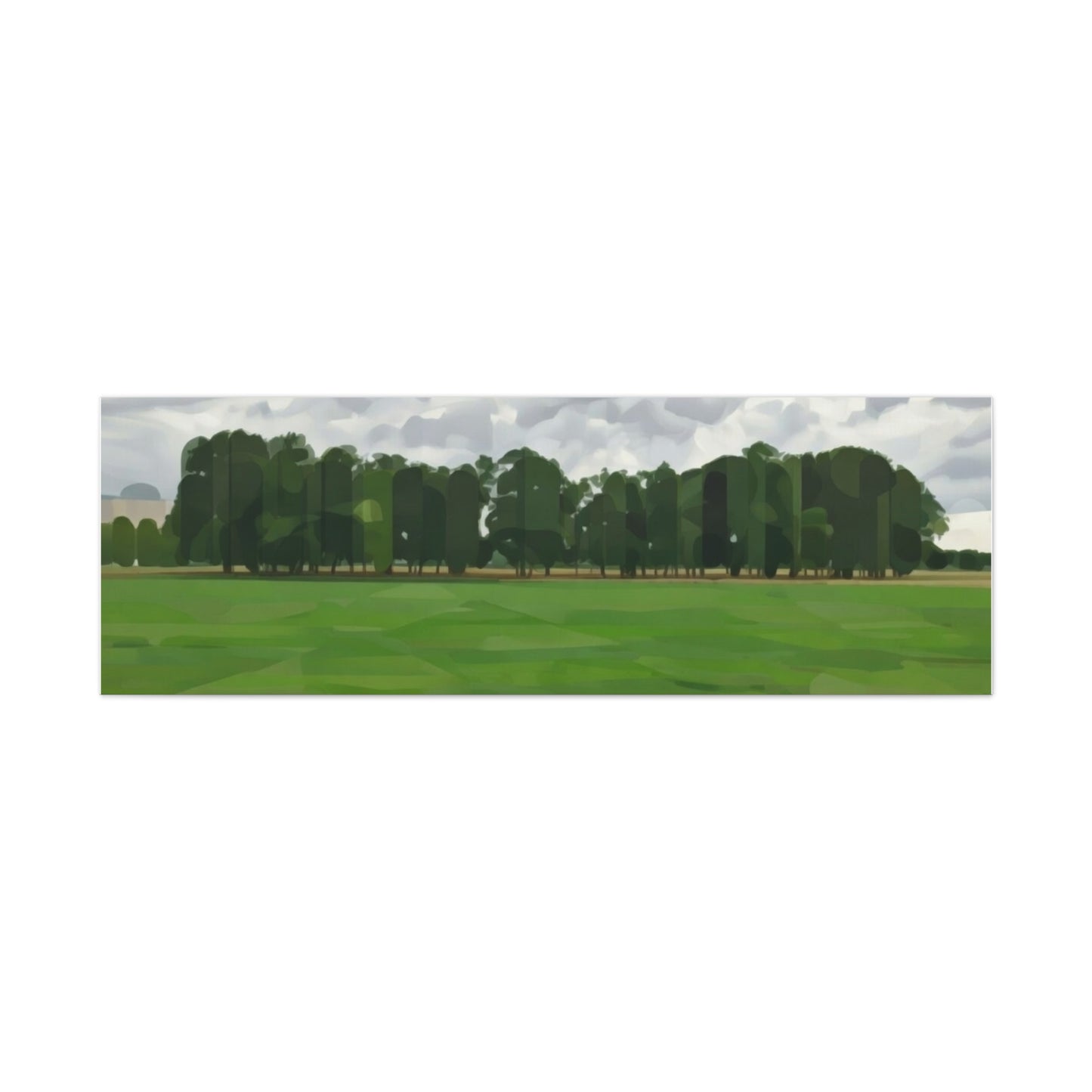 Green Field Landscape Canvas Print — Tranquil Park Scene Matte Stretched Canvas