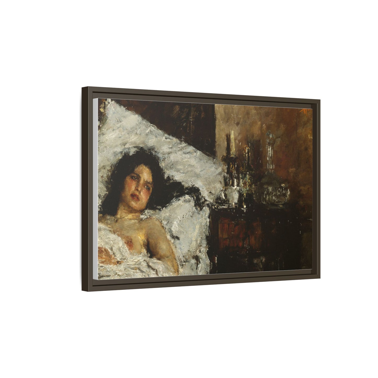 Resting by Antonio Mancini Framed Matte Canvas Wall Art Print
