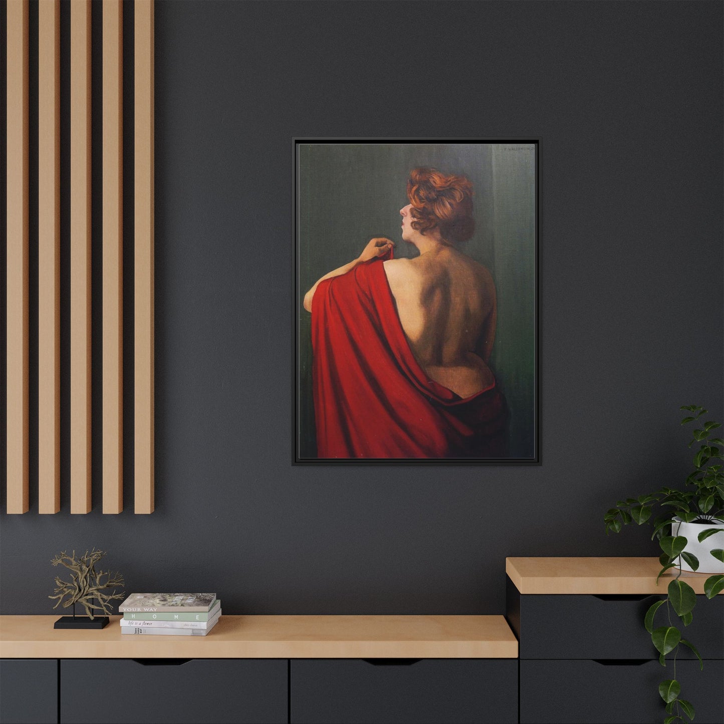 Femme au châle rouge by Félix Vallotton Framed Matte Canvas Wall Art Print