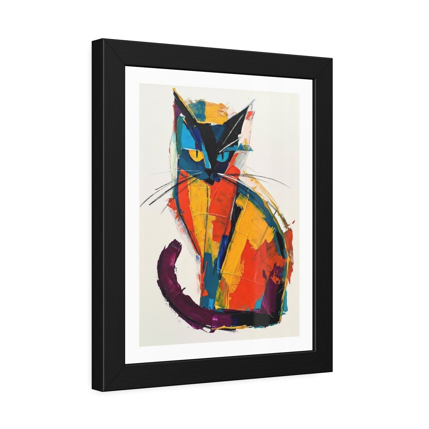 Colorful Abstract Cat Framed Poster