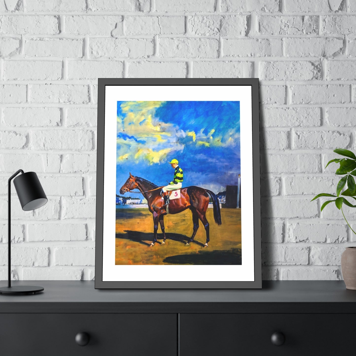 Framed Poster — Vintage Racehorse Jockey Art Print