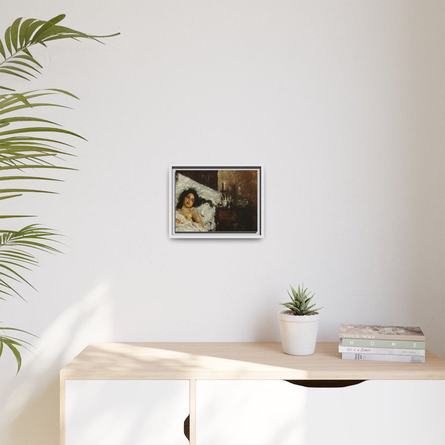 Resting by Antonio Mancini Framed Matte Canvas Wall Art Print