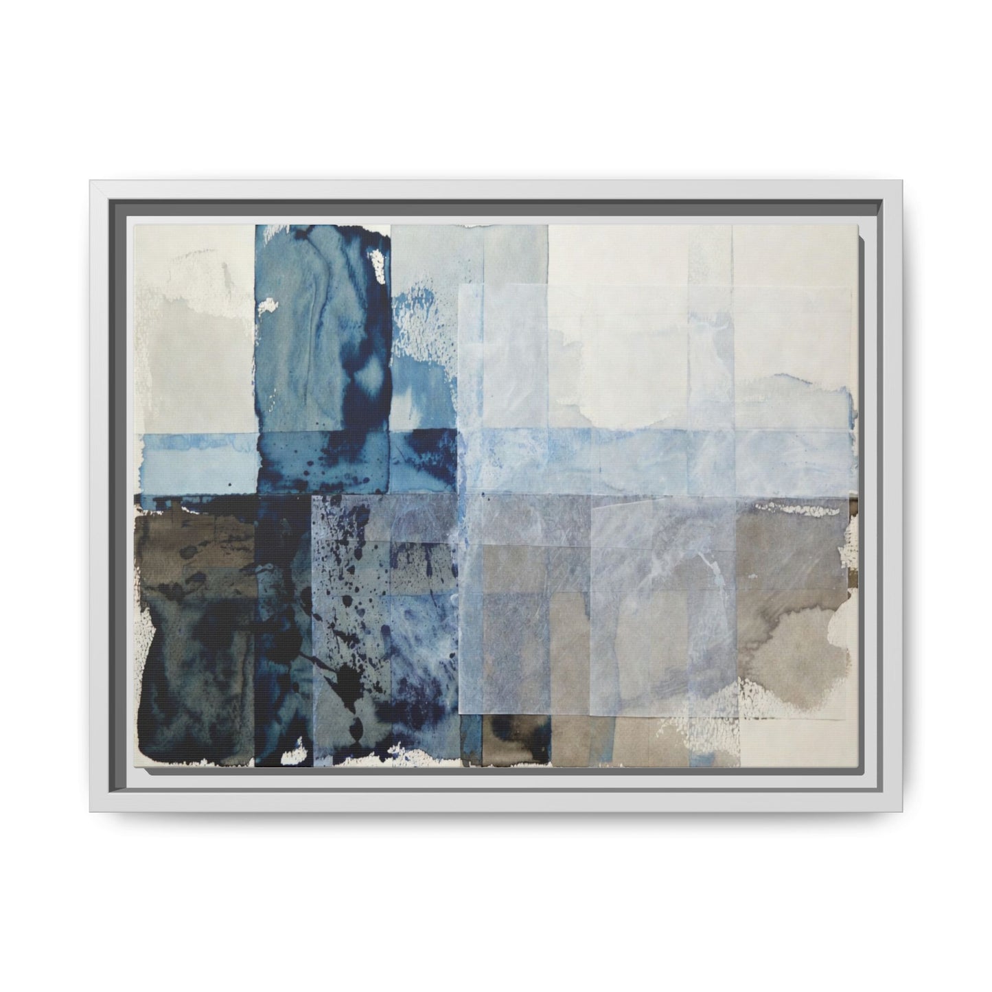 Abstract Coastal Blue Framed Canvas Art