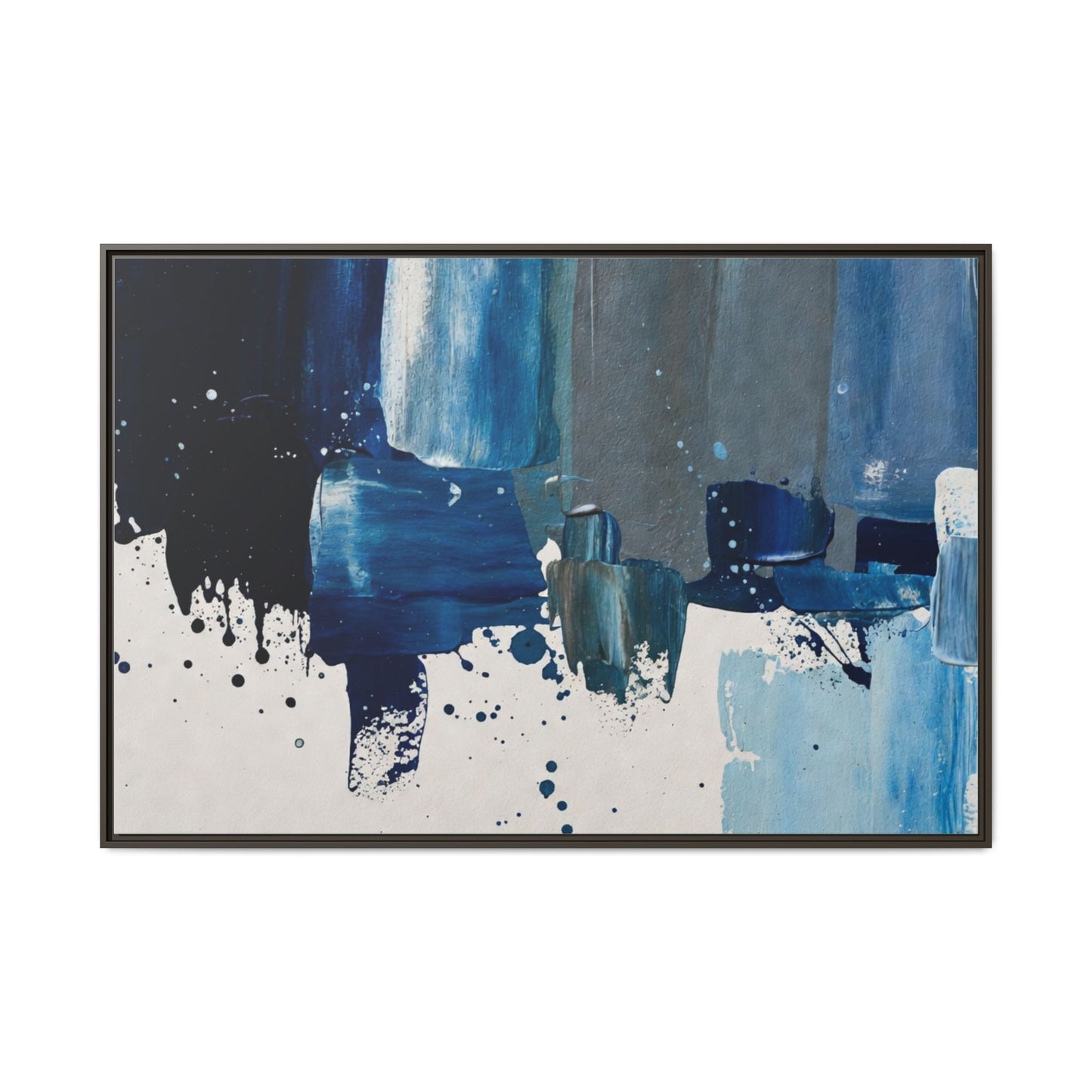 Abstract Blue Ocean Matte Canvas Framed Wall Art