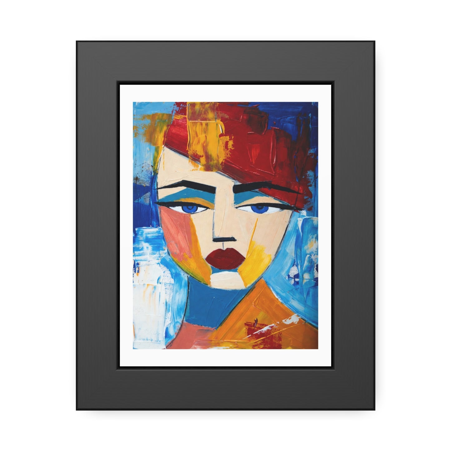 Abstract Colorful Face Framed Poster — Modern Pop Art Wall Print