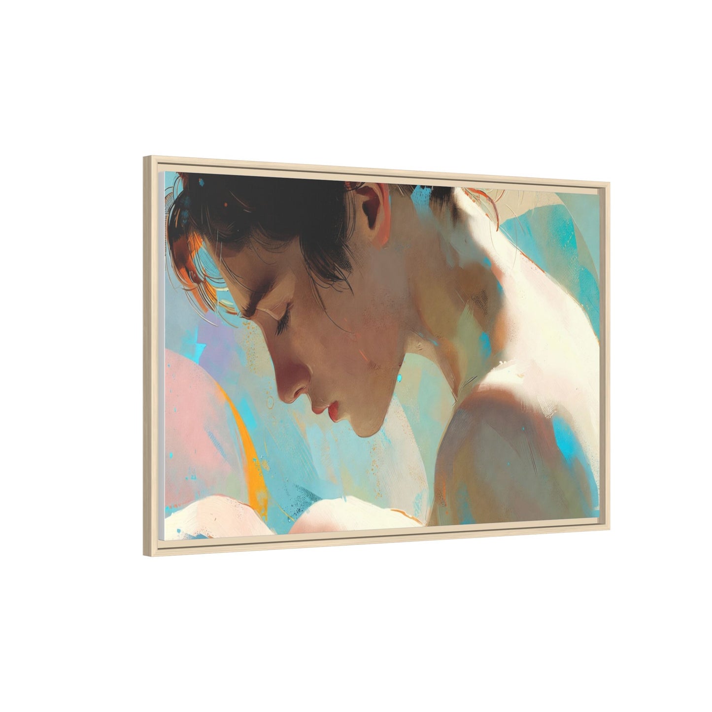 Framed Matte Canvas Print — Dreamy Portrait Art (Multi‑Color)