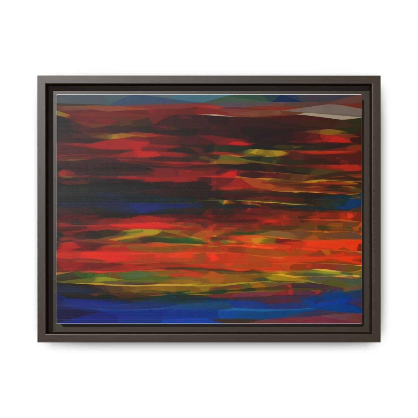Abstract Multi-Color Matte Canvas Framed Wall Art — Bold Red & Blue Modern Painting
