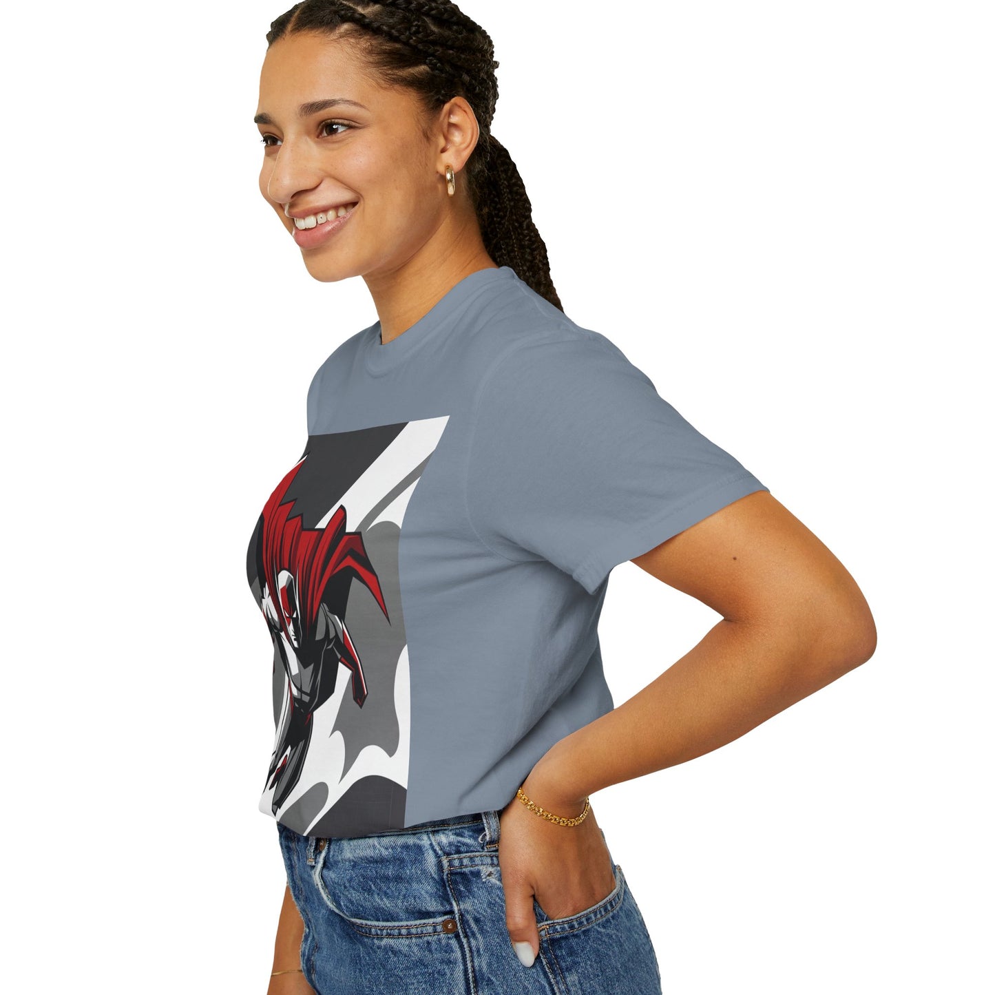 Superhero Action T-Shirt — Red Cape Comic Graphic Tee