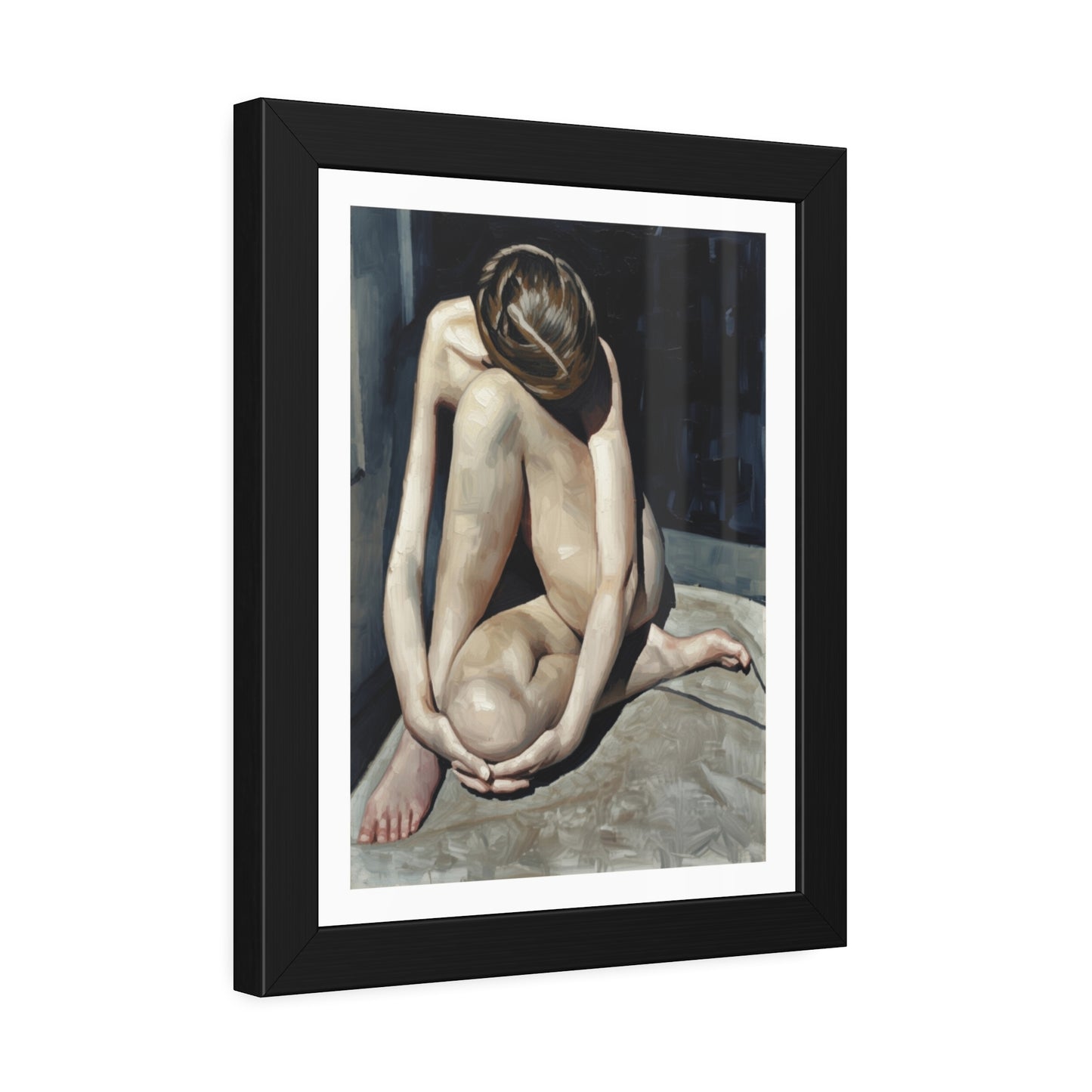 Framed Poster Contemplative Nude Figurative Art Print
