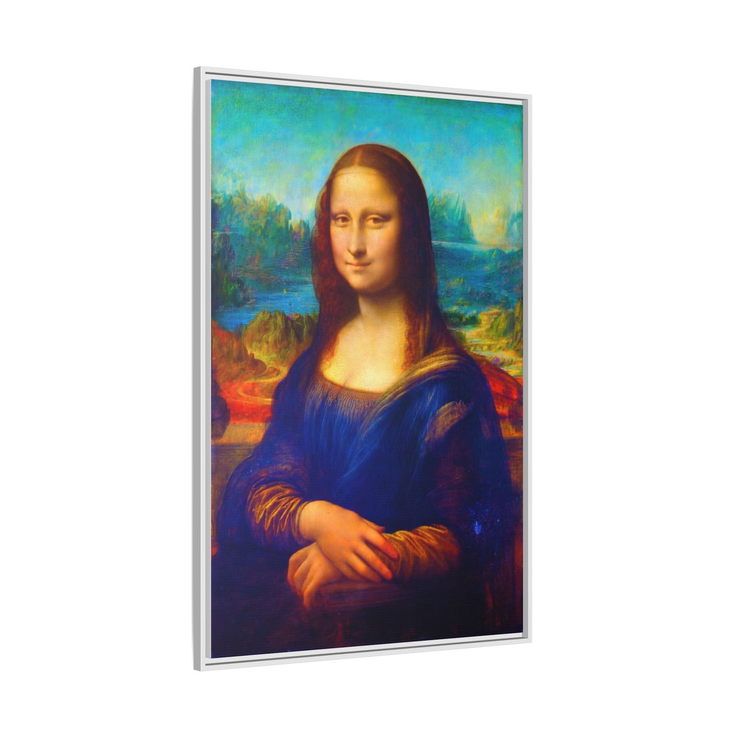 Framed Matte Canvas Print — Colorful Mona Lisa Wall Art