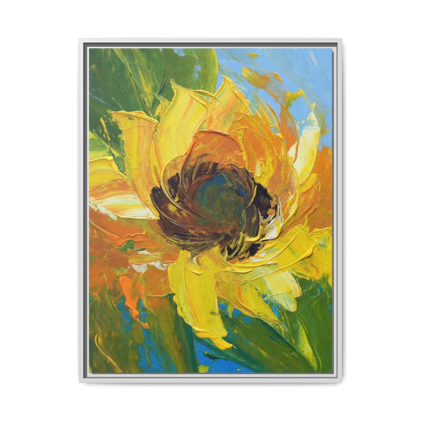 Framed Sunflower Abstract Matte Canvas Print