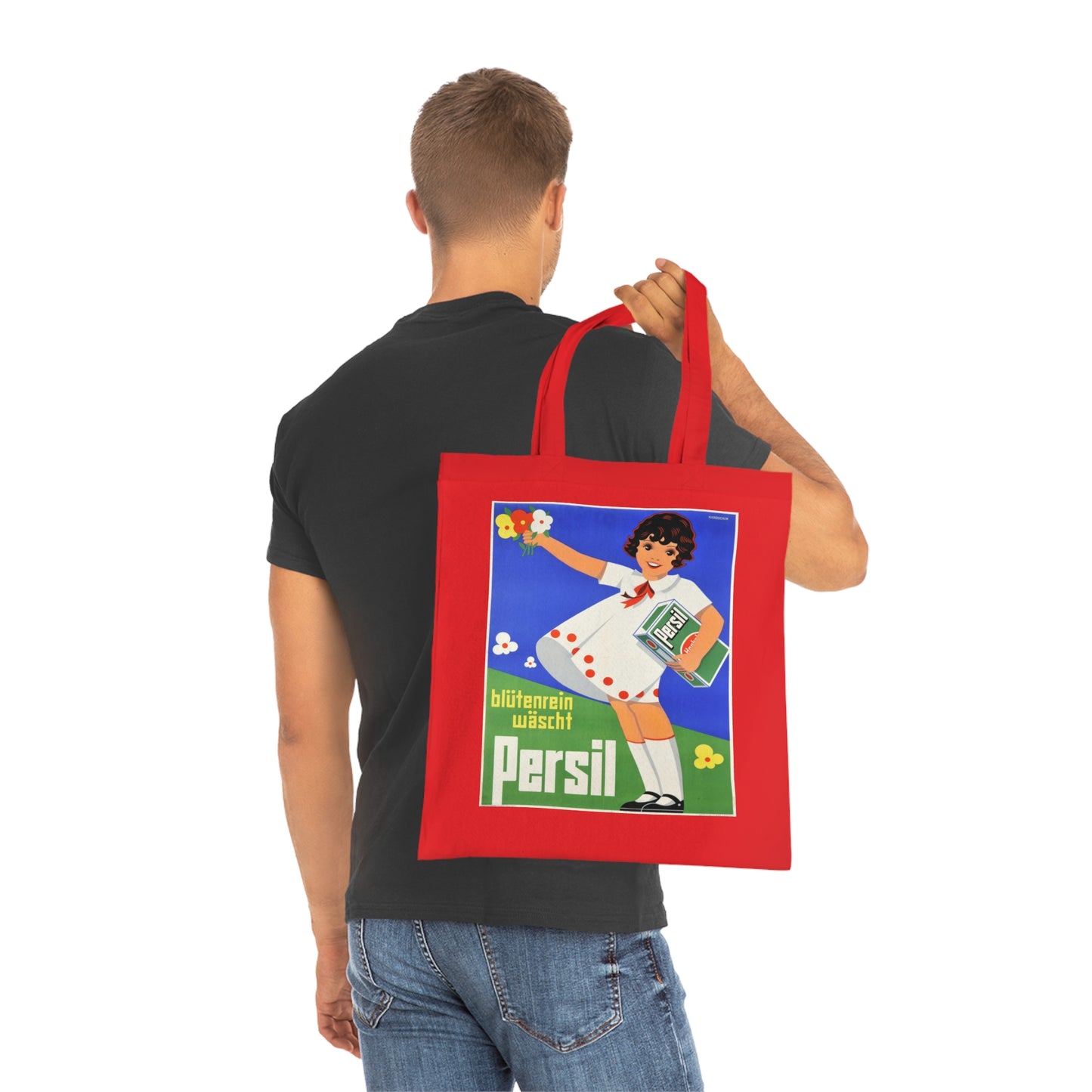 Persil Vintage Ad Tote Bag — Retro Flower Girl Laundry Graphic Cotton Tote