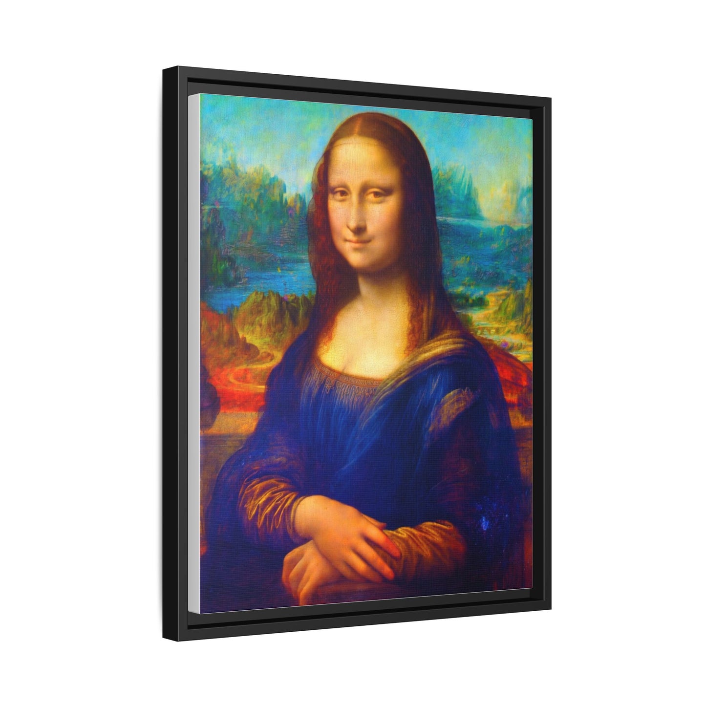 Framed Matte Canvas Print — Colorful Mona Lisa Wall Art