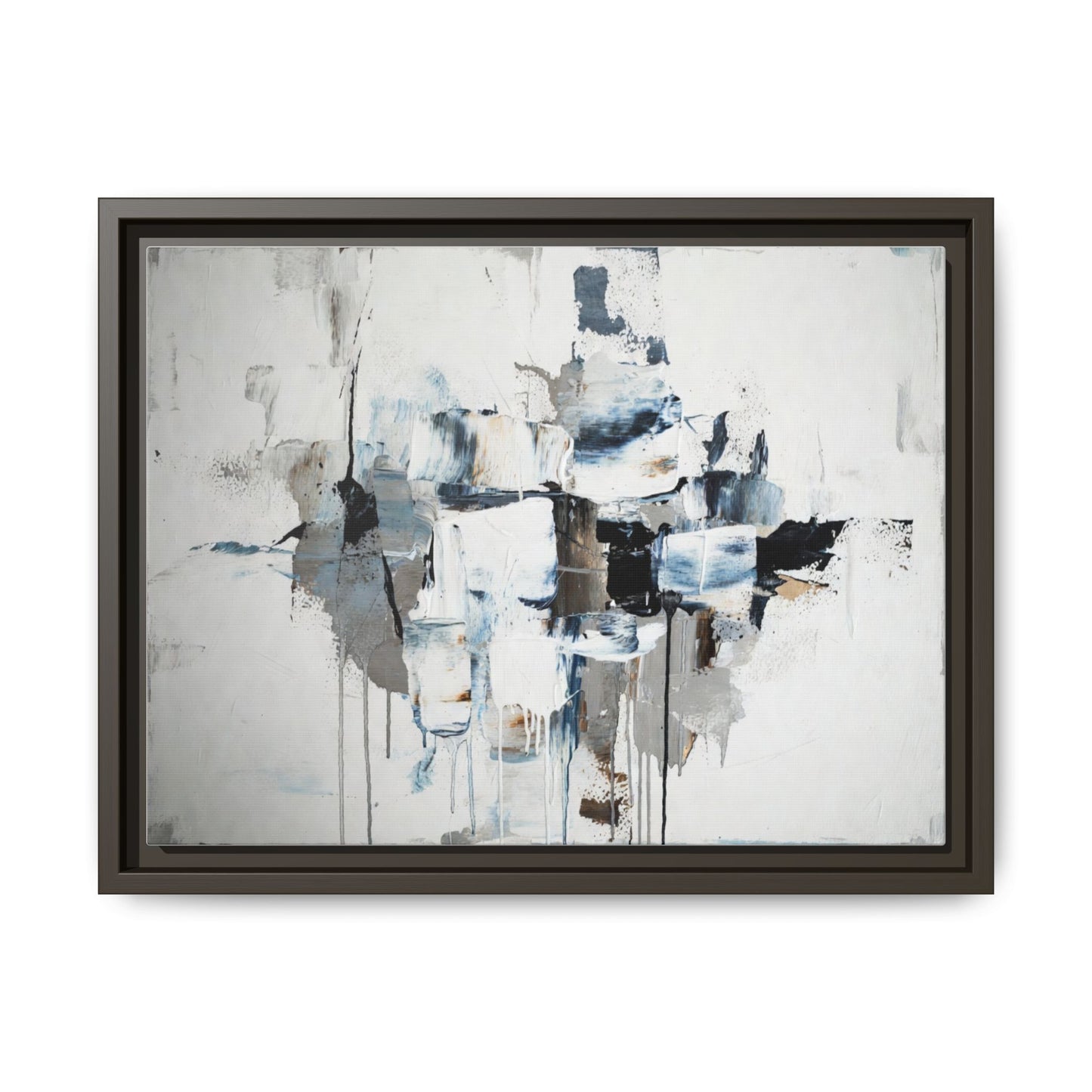 Framed Abstract Canvas Art — Blue Neutral Modern Wall Print