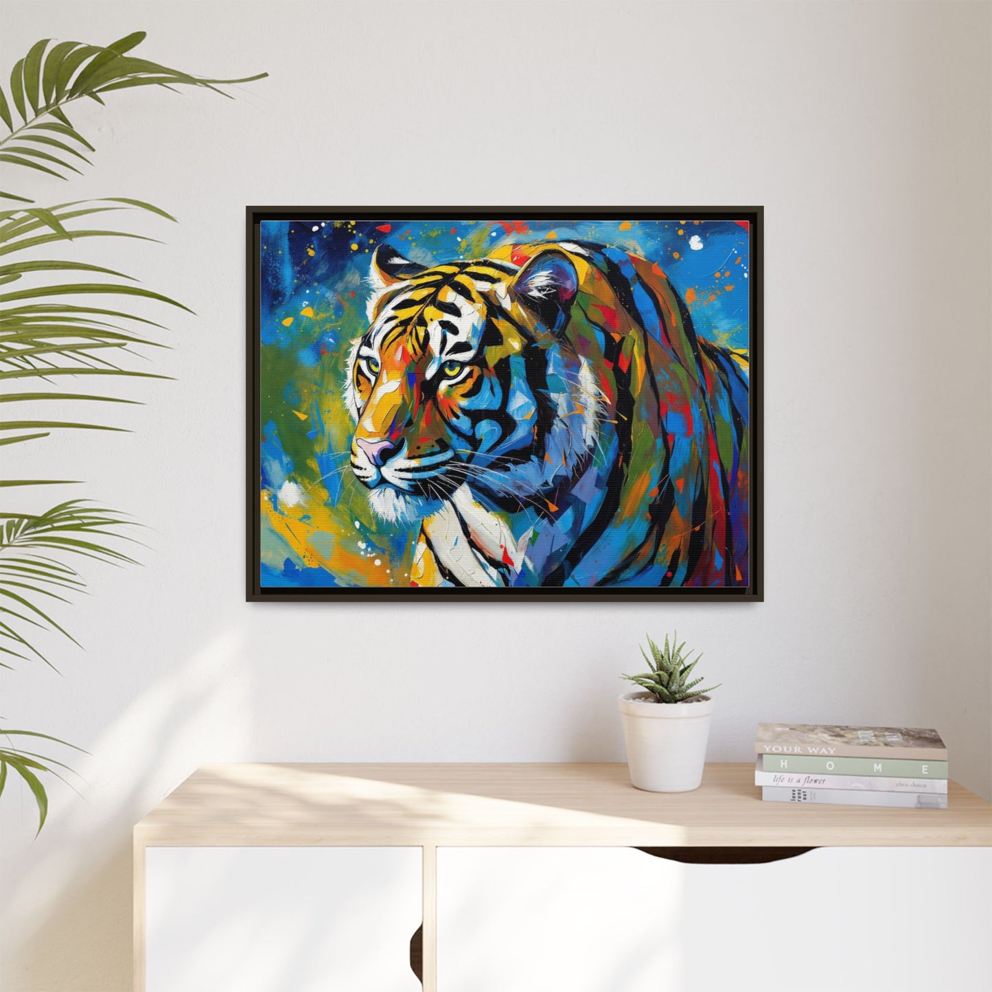 Colorful Tiger Matte Canvas Framed Art — Vibrant Wildlife Wall Decor