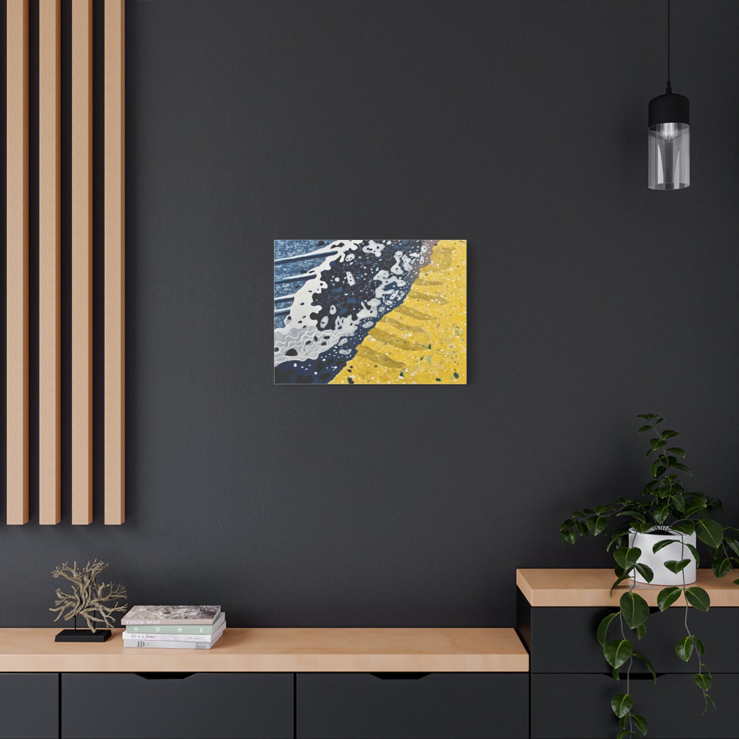 Abstract Blue & Yellow Fluid Art Canvas Print — Matte Stretched Wall Art