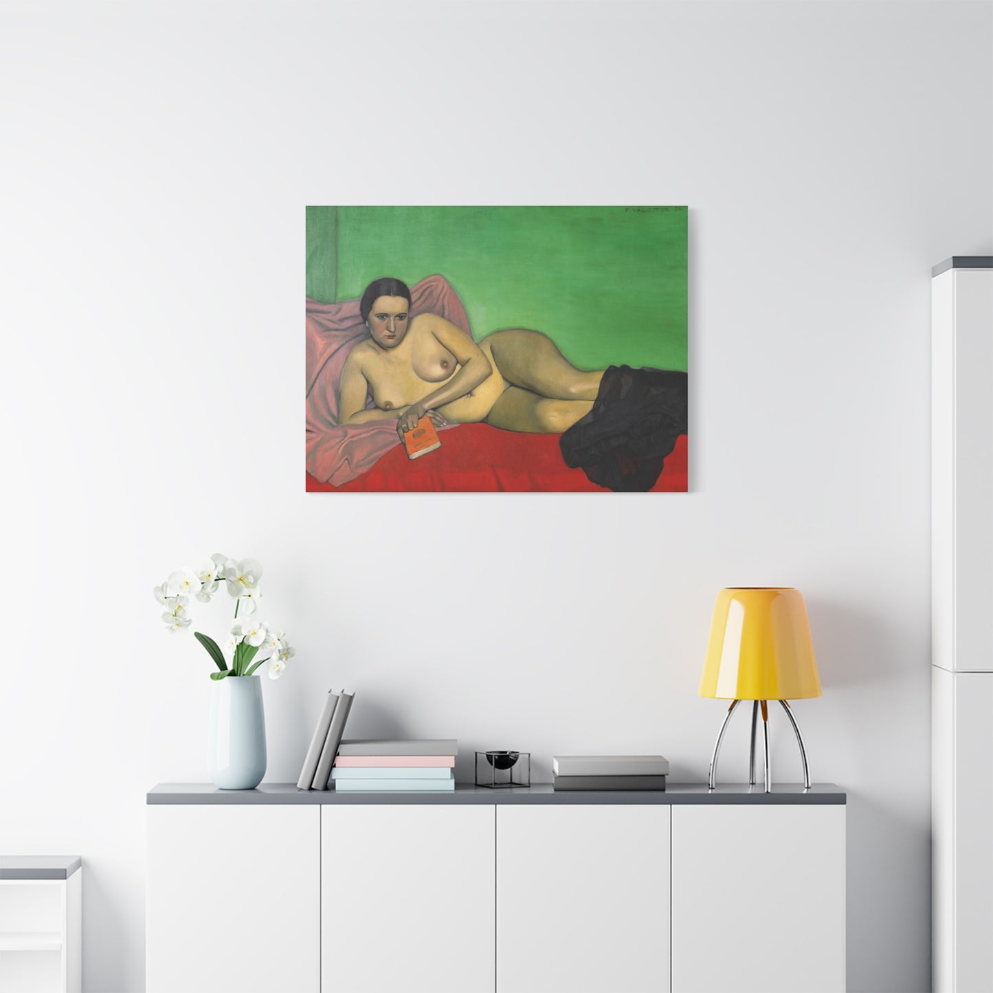 Femme nue tenant un livre by Félix Vallotton Matte Canvas Wall Art Print