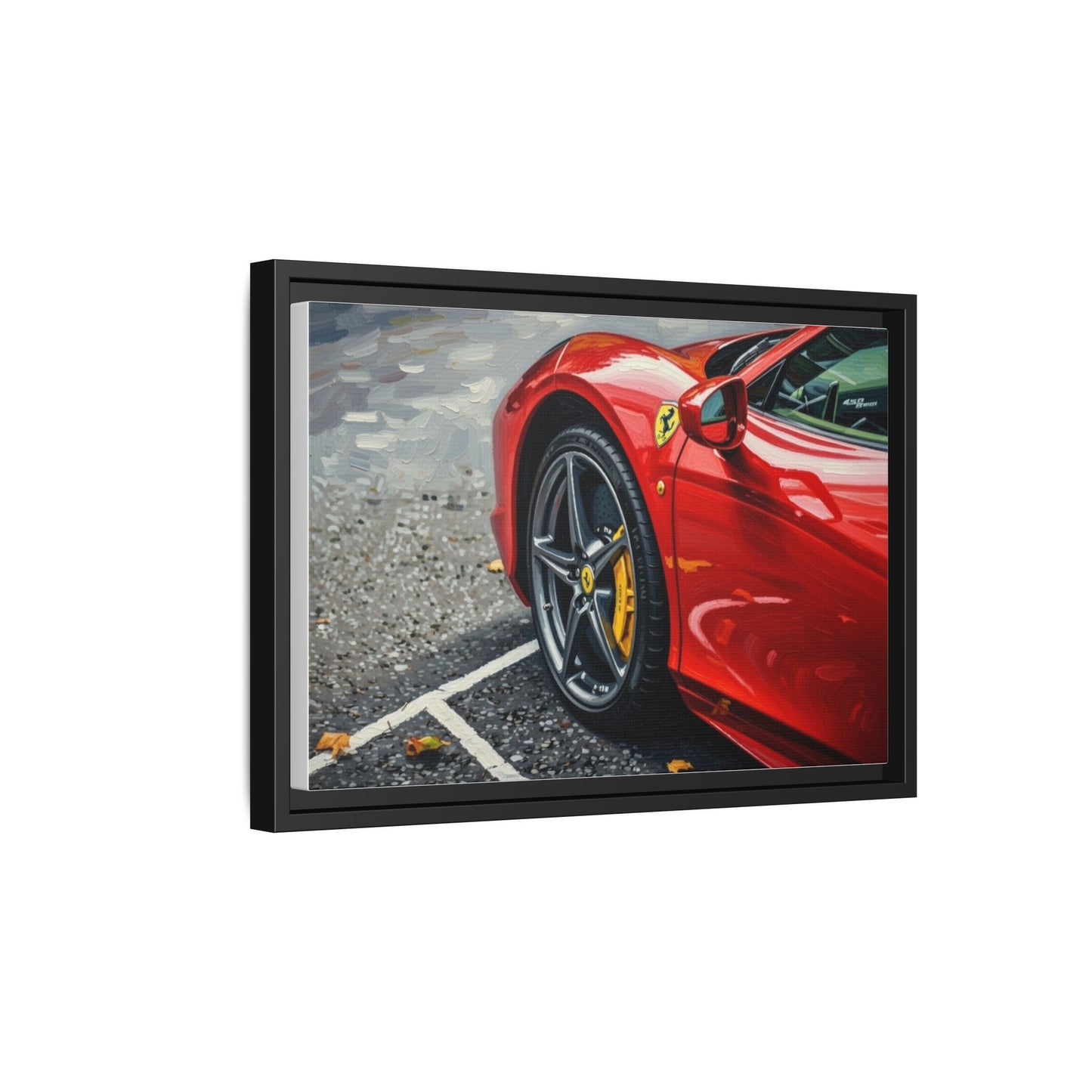 Framed Matte Canvas: Red Sports Car Close-Up Art Print