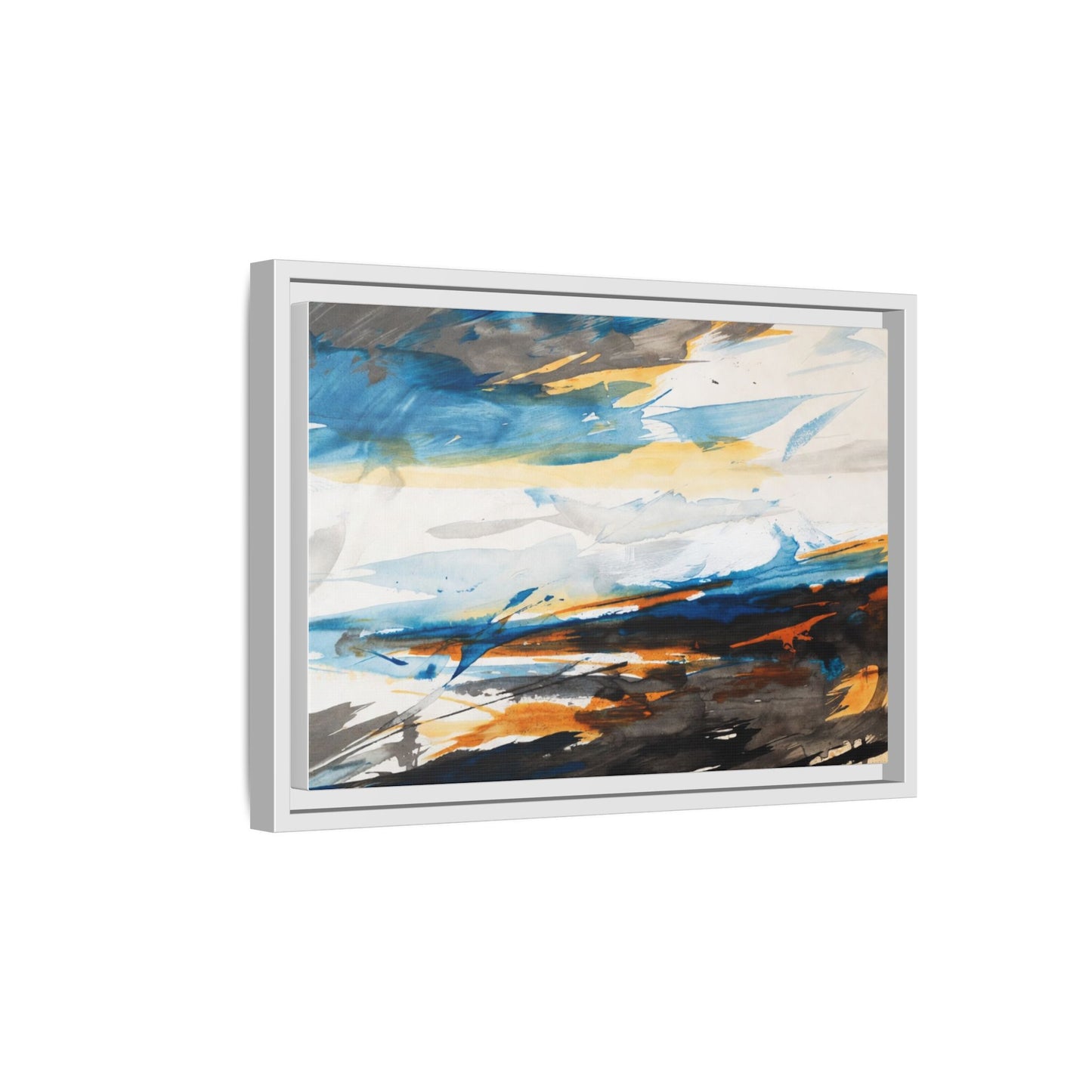 Abstract Coastal Waves Matte Canvas Framed Wall Art