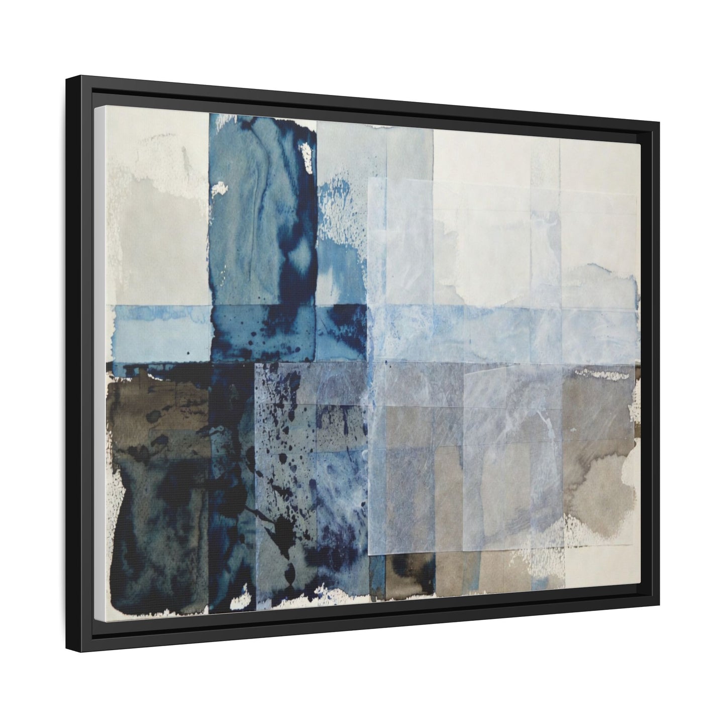 Abstract Coastal Blue Framed Canvas Art