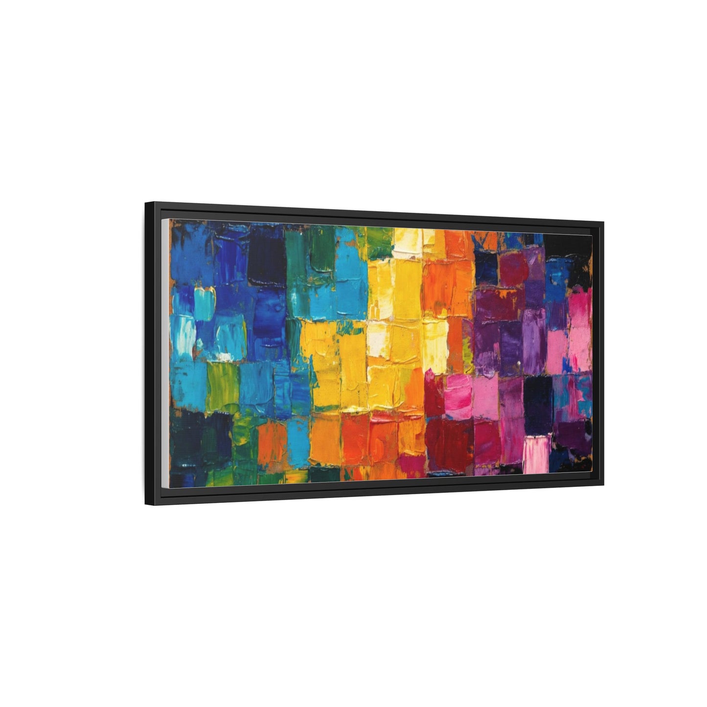 Abstract Rainbow Mosaic Framed Canvas Print — Colorful Modern Wall Art