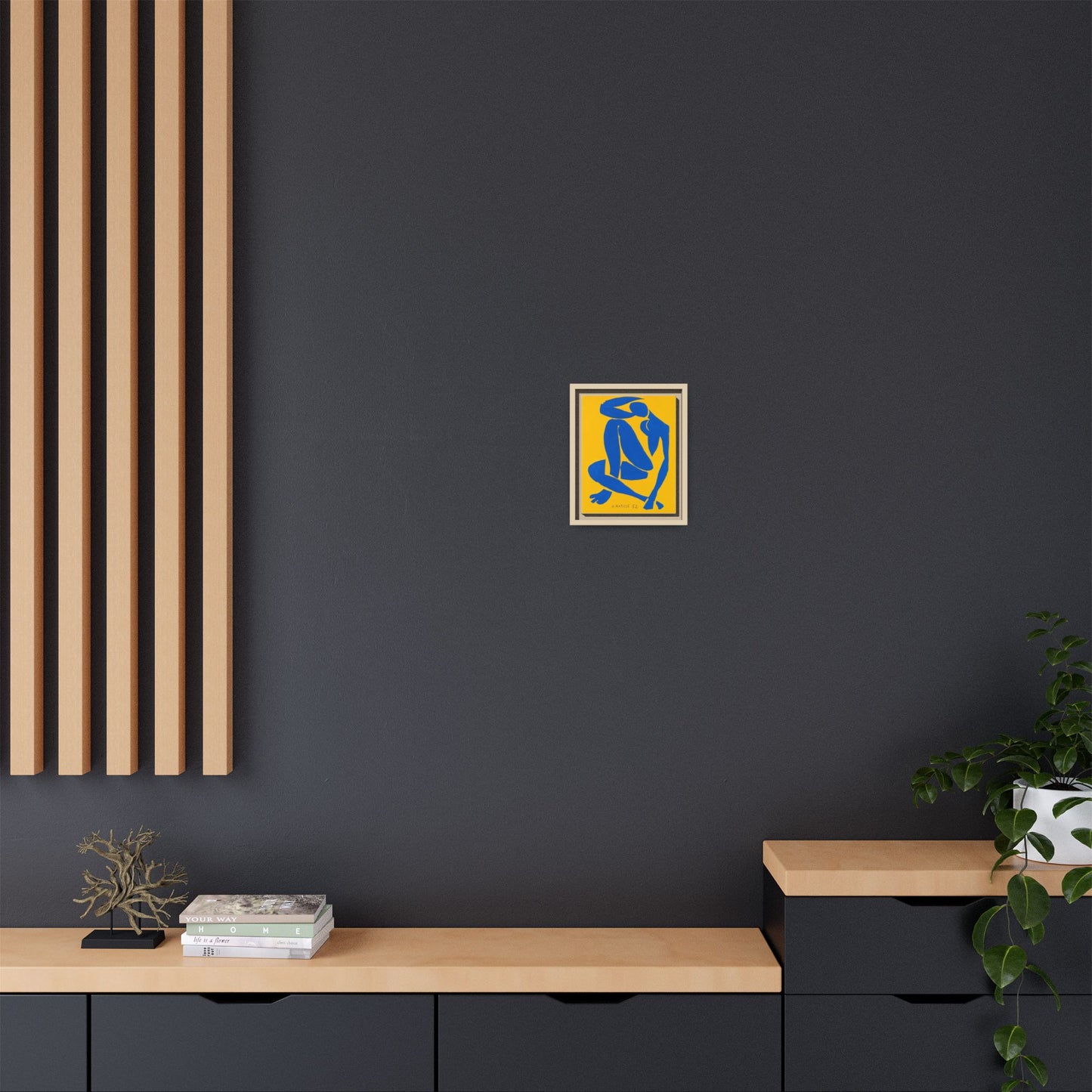 Abstract Blue Nude Matte Canvas Wall Art, Framed