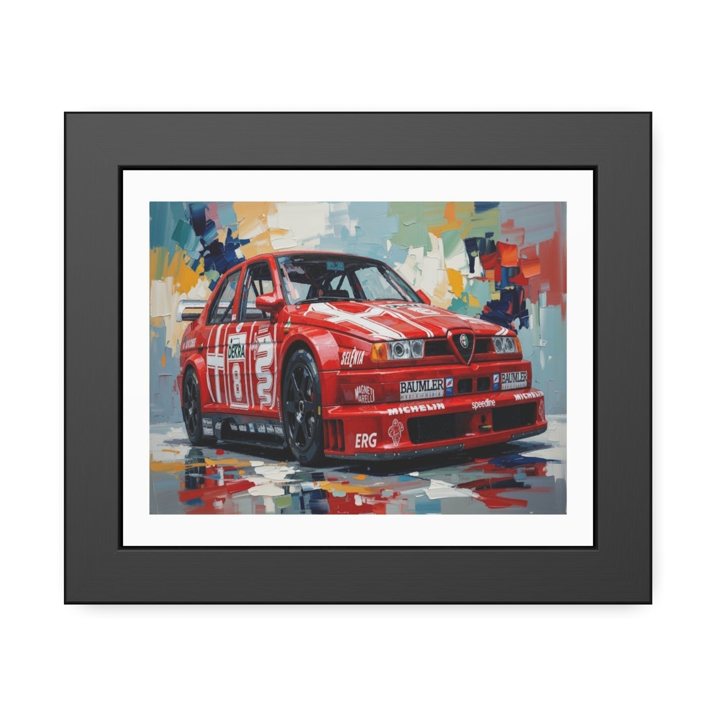 Race Car Framed Poster — Retro Red Racing Alfa Artwork