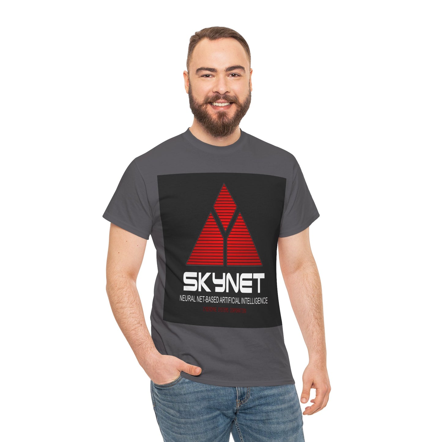Skynet Logo Tee — Retro Red AI Graphic T-Shirt