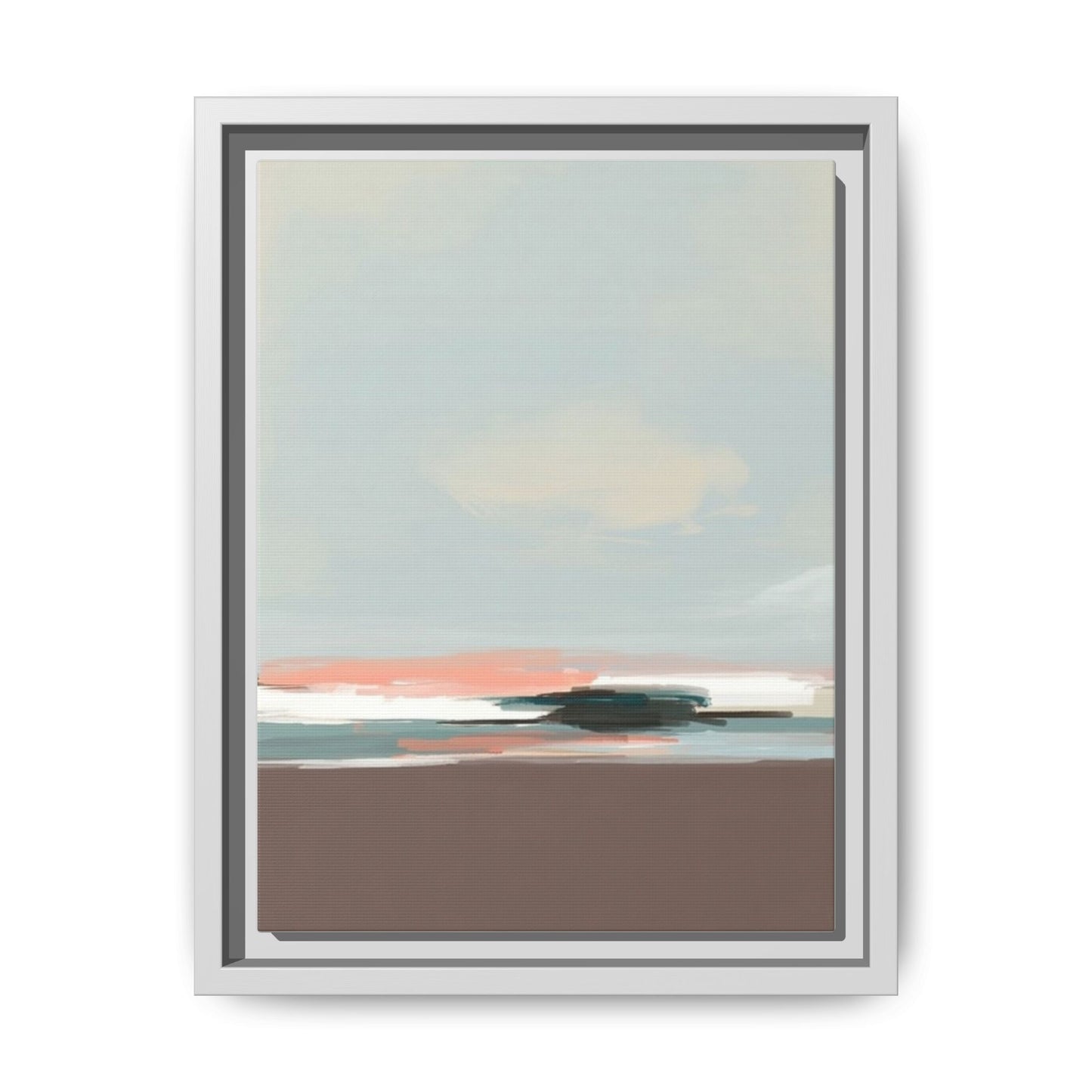 Framed Matte Canvas Print — Soft Coastal Abstract Landscape
