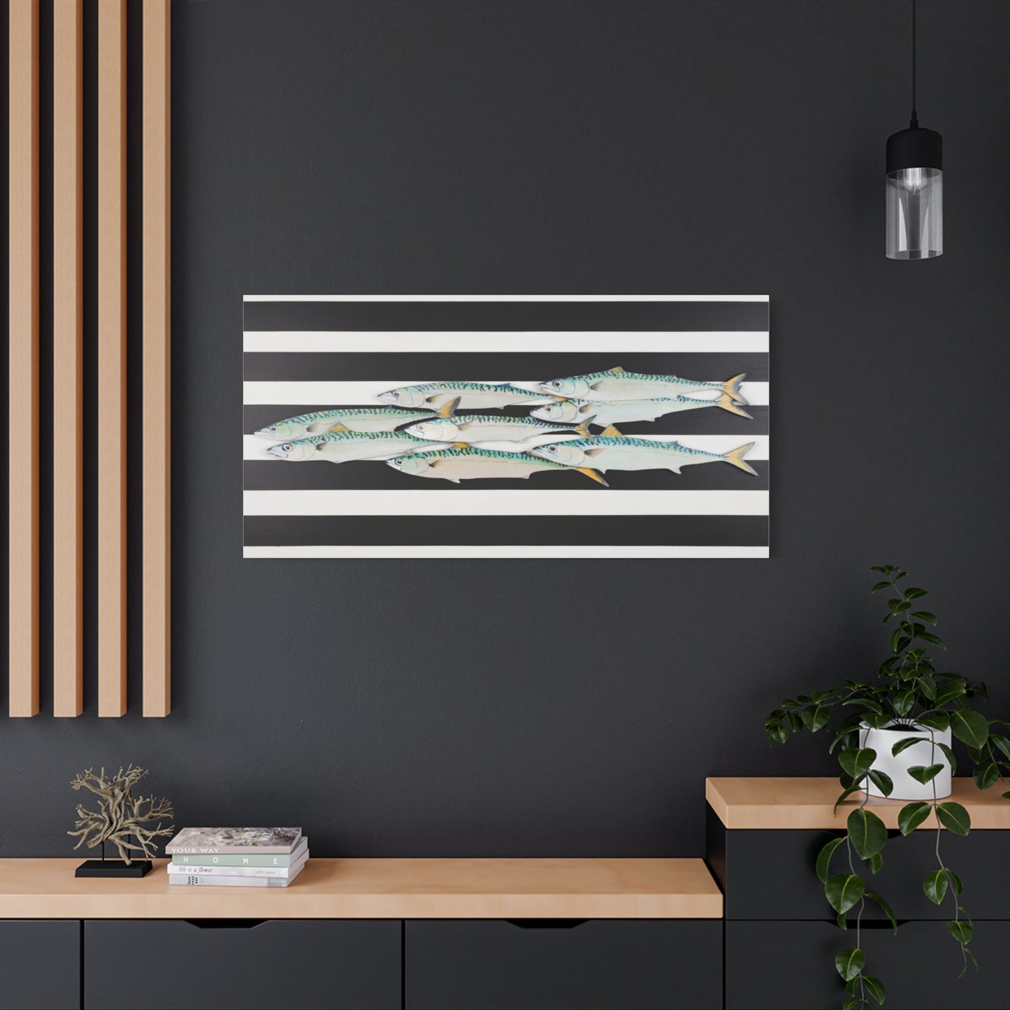 Striped Mackerel School Matte Canvas Print
