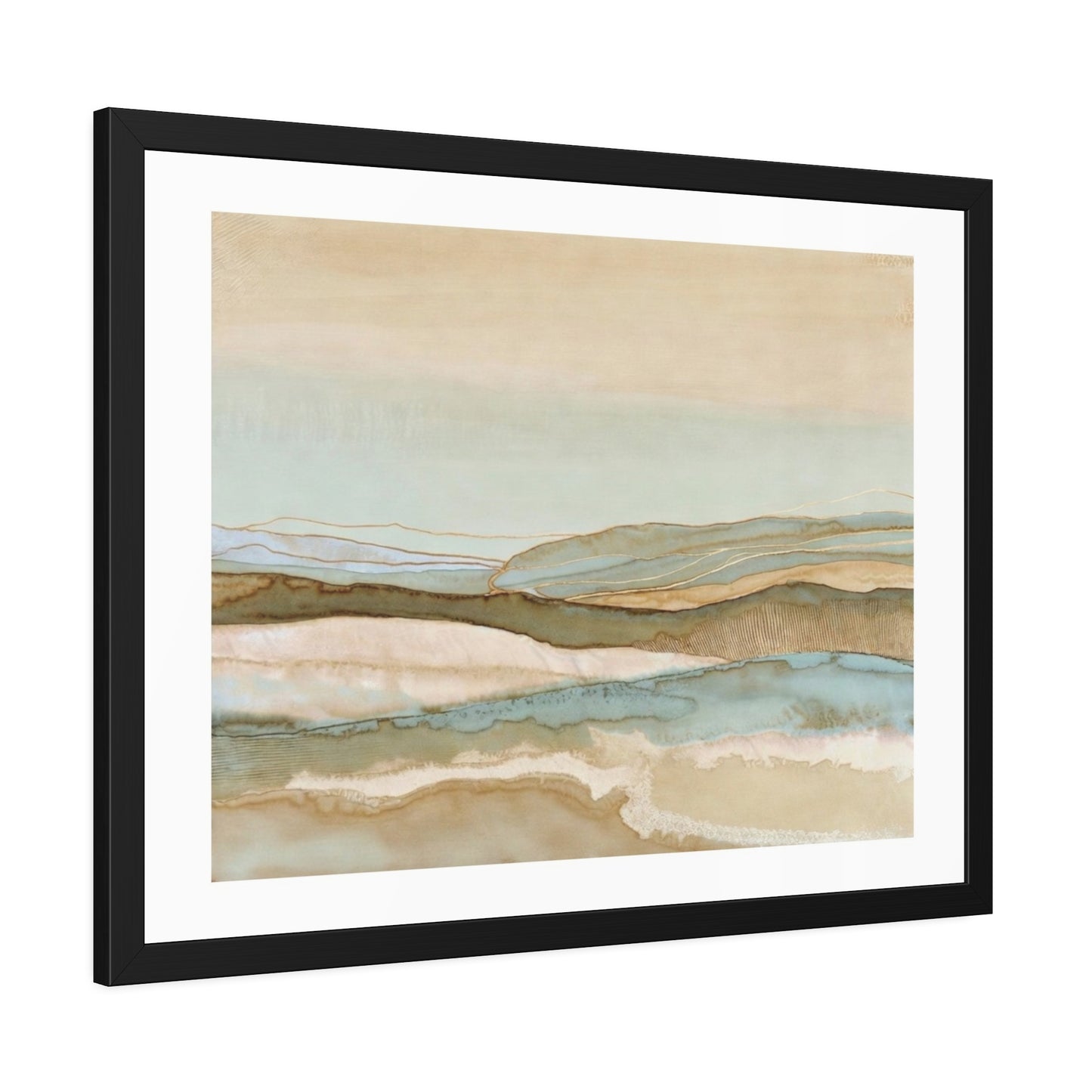 Framed Abstract Landscape Poster — Coastal Watercolor Wall Art