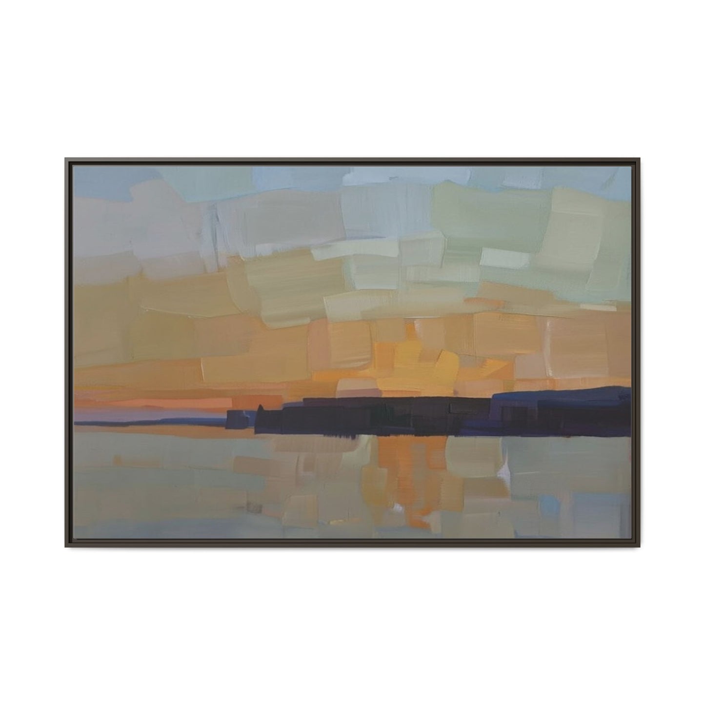 Framed Matte Canvas Sunset Abstract Landscape Art Print